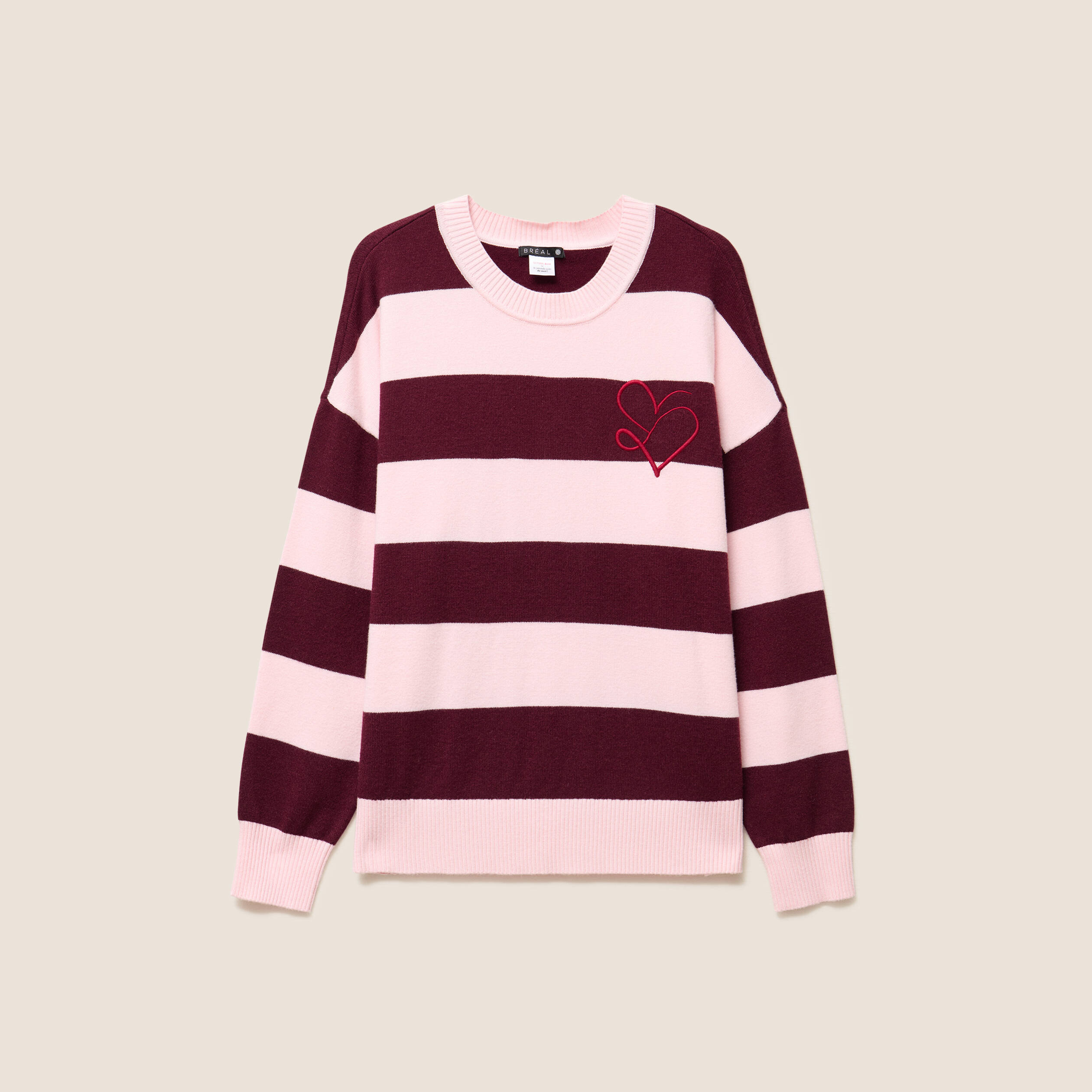 Pull col rond bordeaux femme