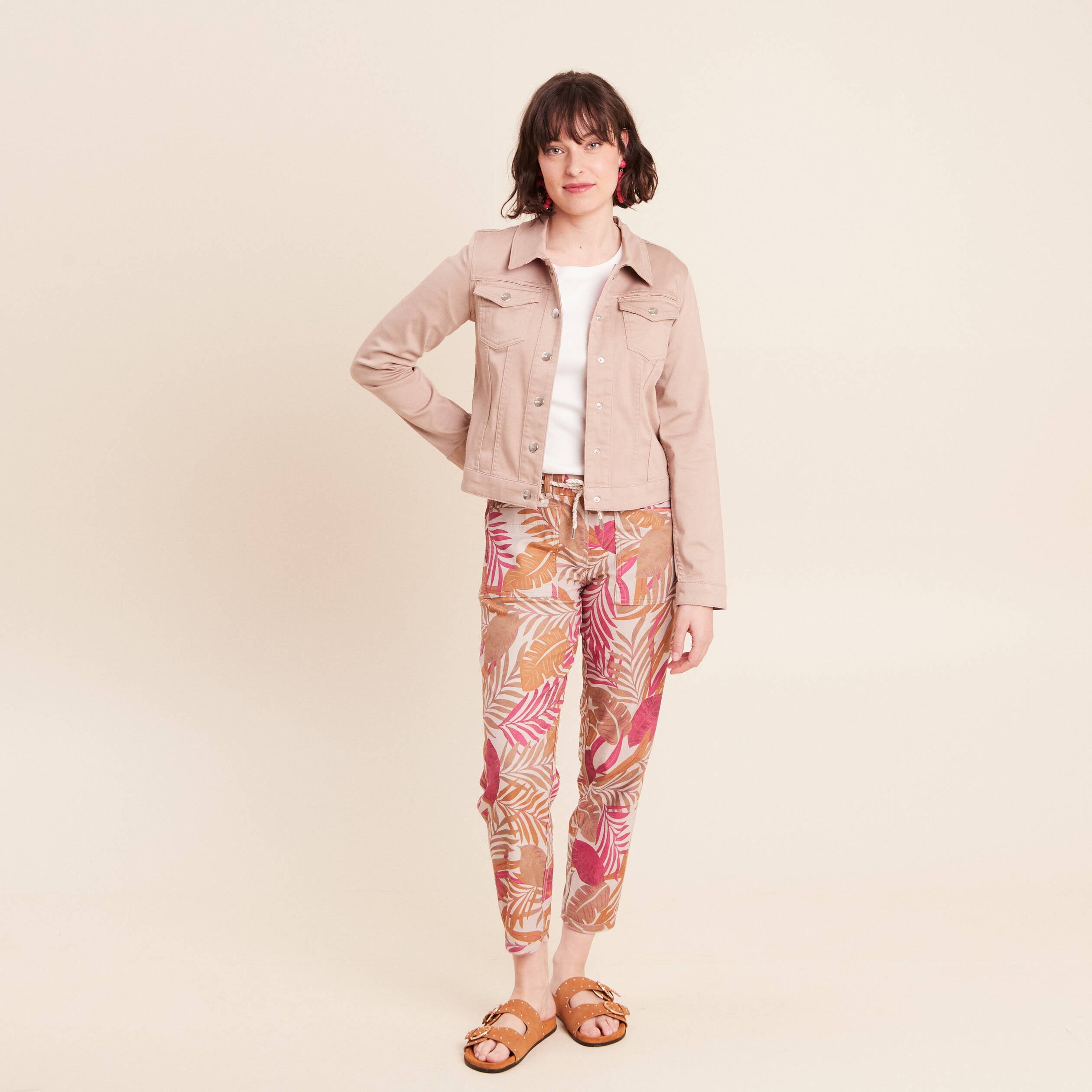 Veste cintr&eacute;e r&eacute;versible manches longues marron femme