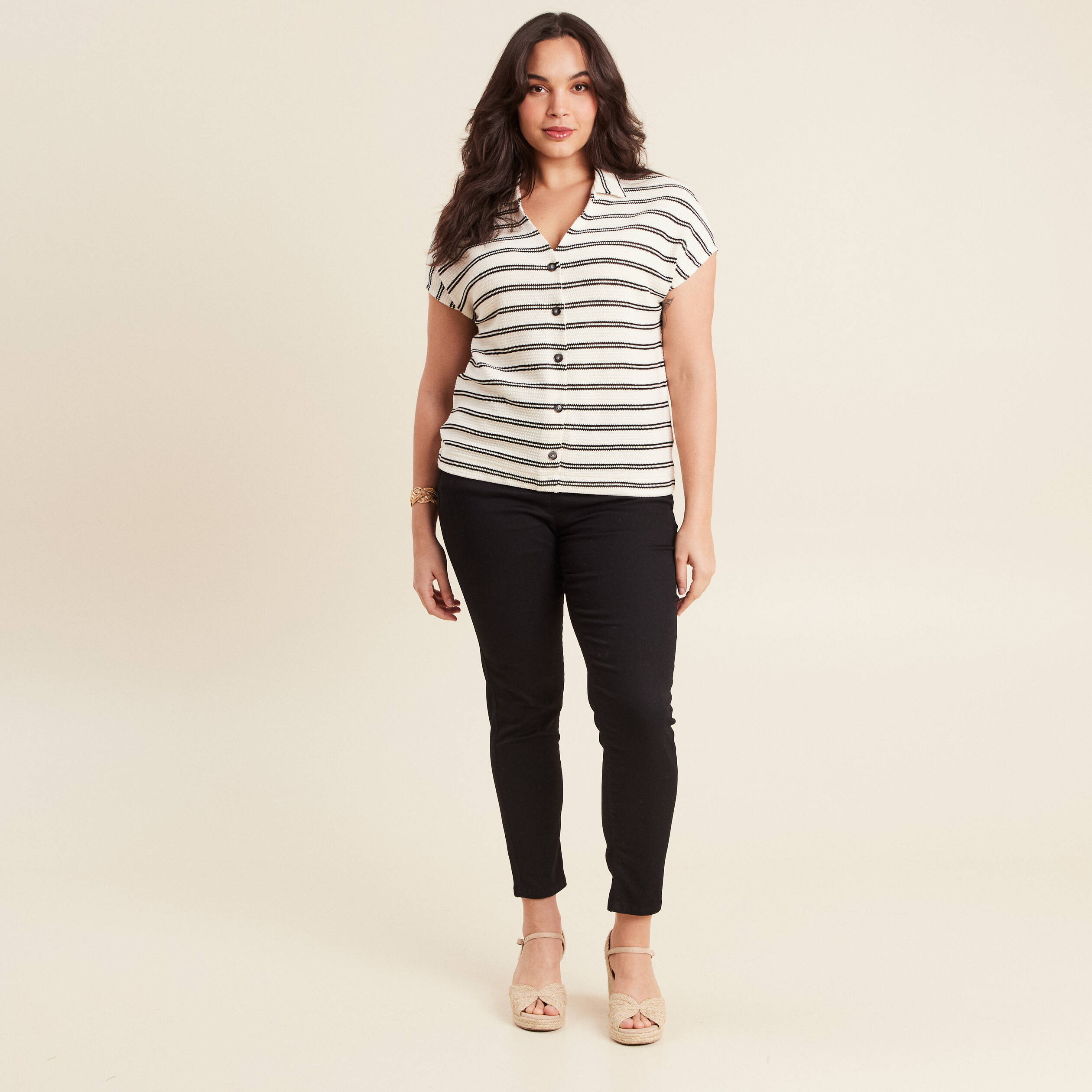 pantalon leger taille standard 78eme noir femme Pantalon léger taille standard 7/8ème noir femme
