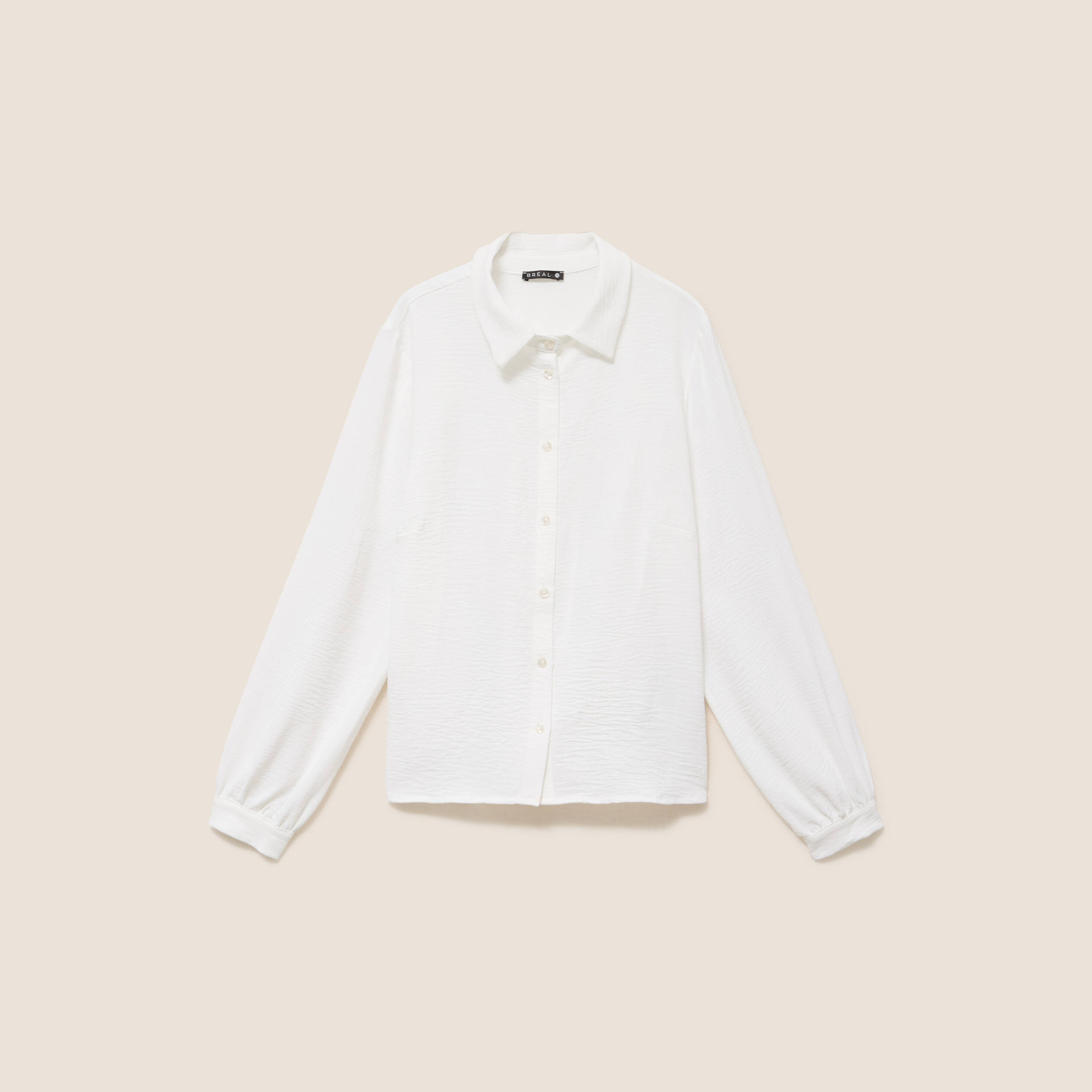 Chemise ample fluide &agrave; manches longues ecru femme