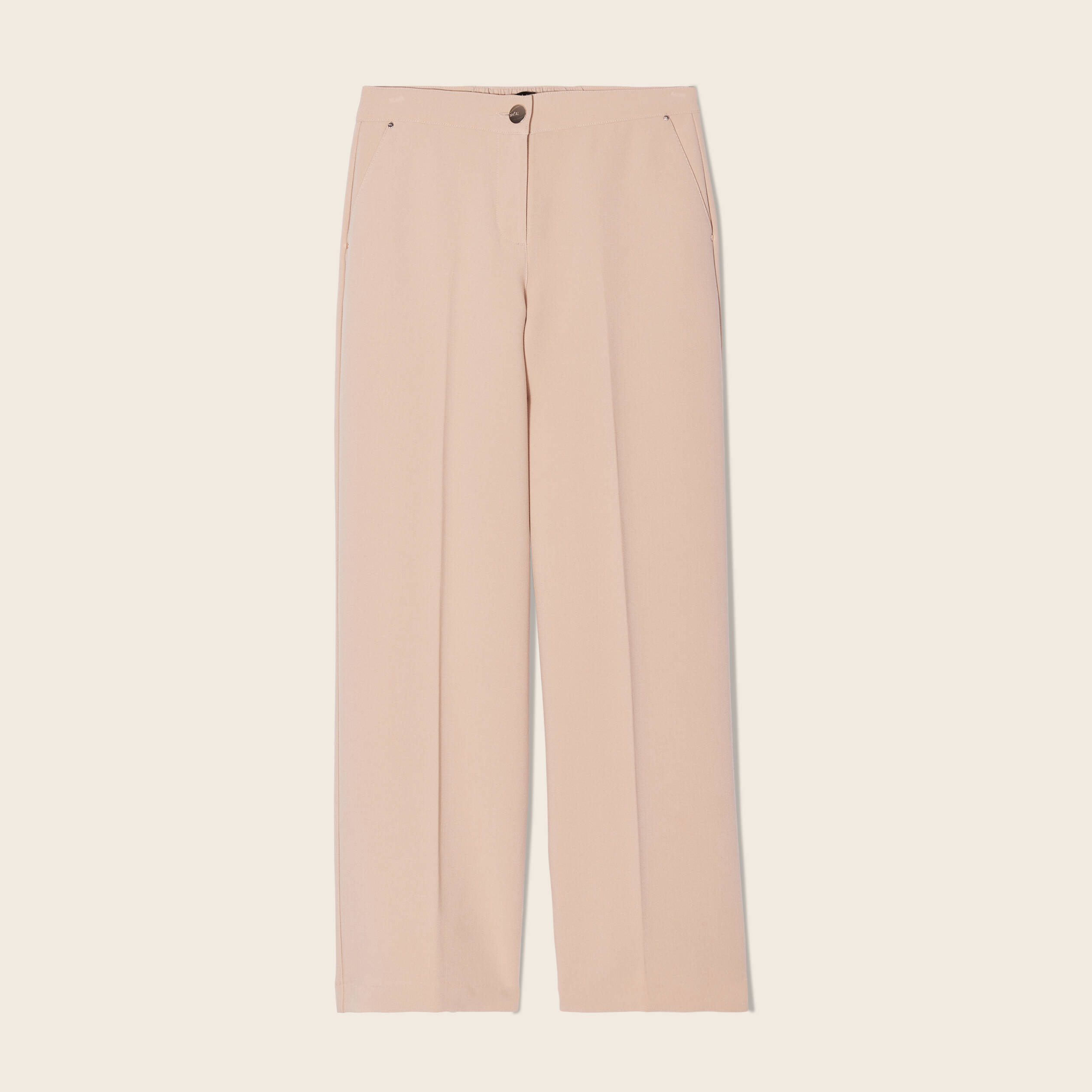 pantalon large fluide a pinces sable femme Pantalon large fluide à pinces sable femme