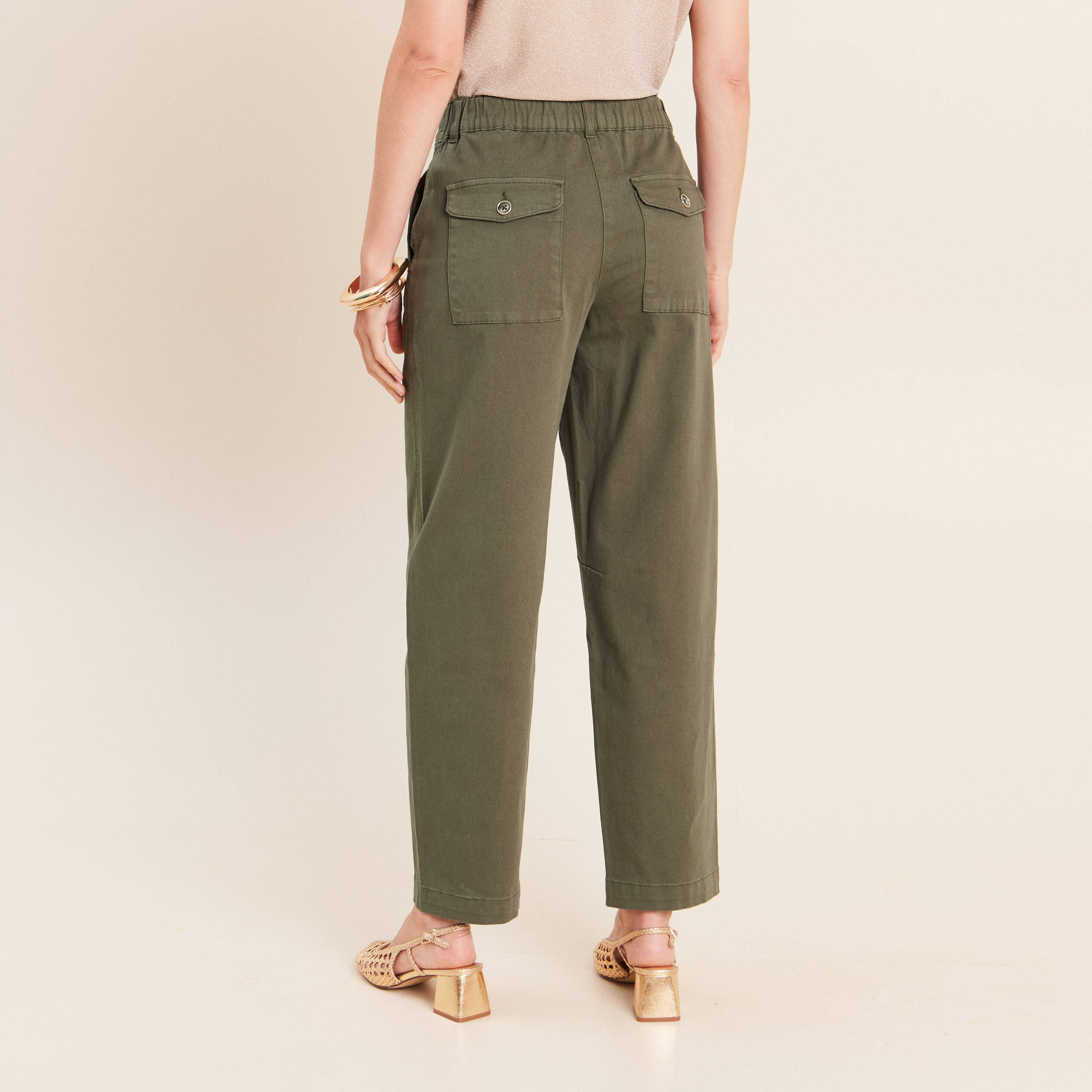 Pantalon boyfriend vert kaki femme