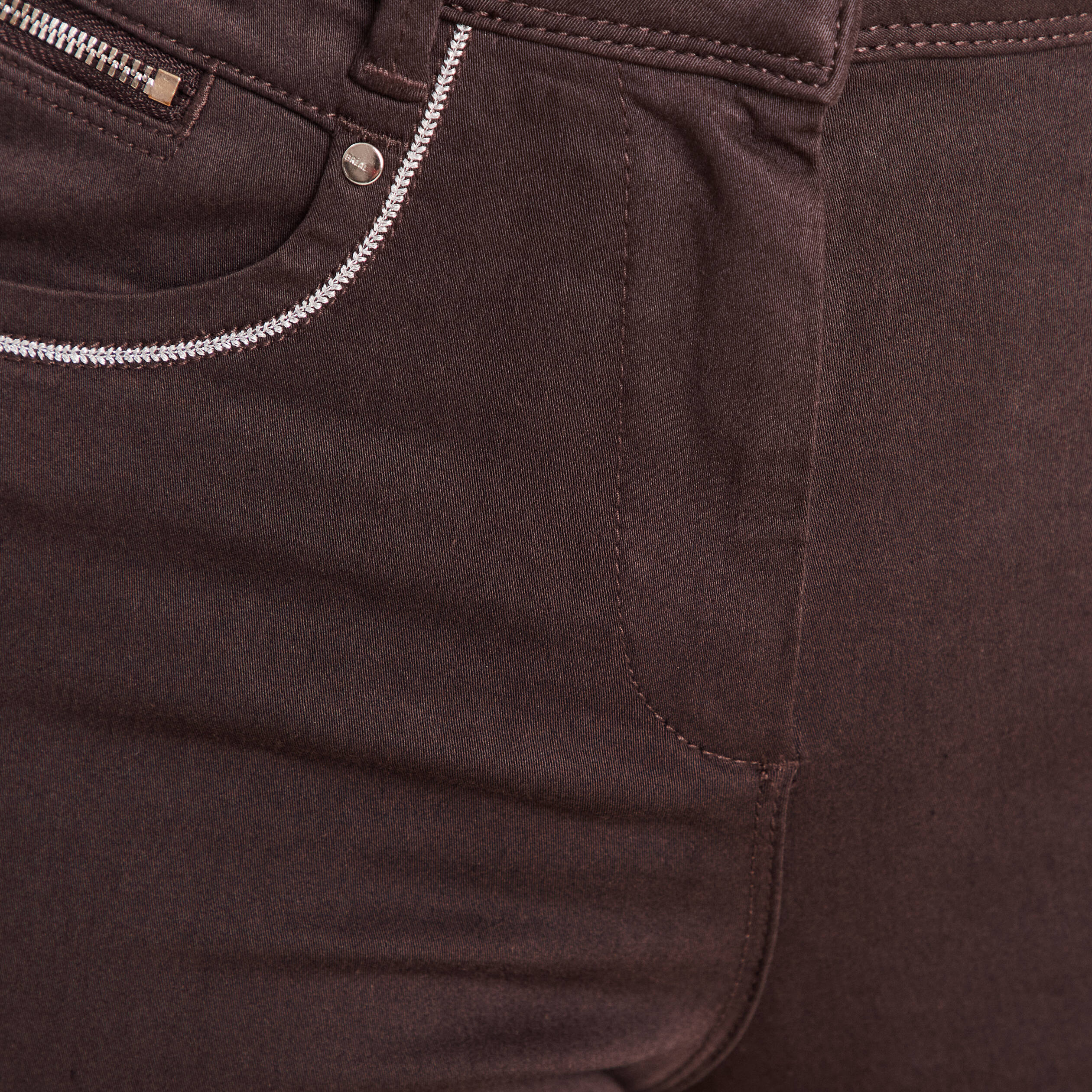 Pantalon droit taille haute marron fonc&eacute; femme