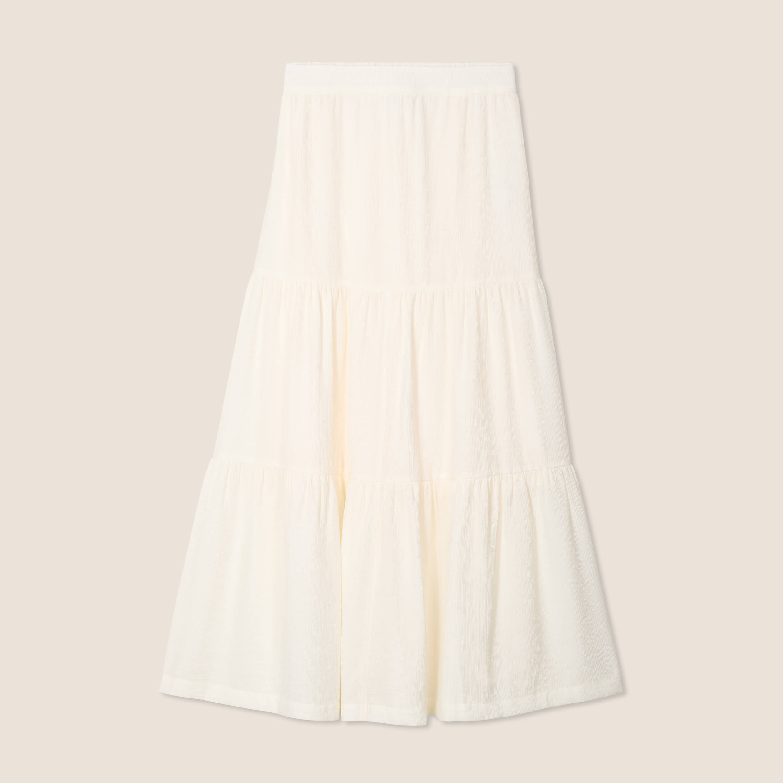jupe longue evasee ecru femme Jupe longue évasée ecru femme
