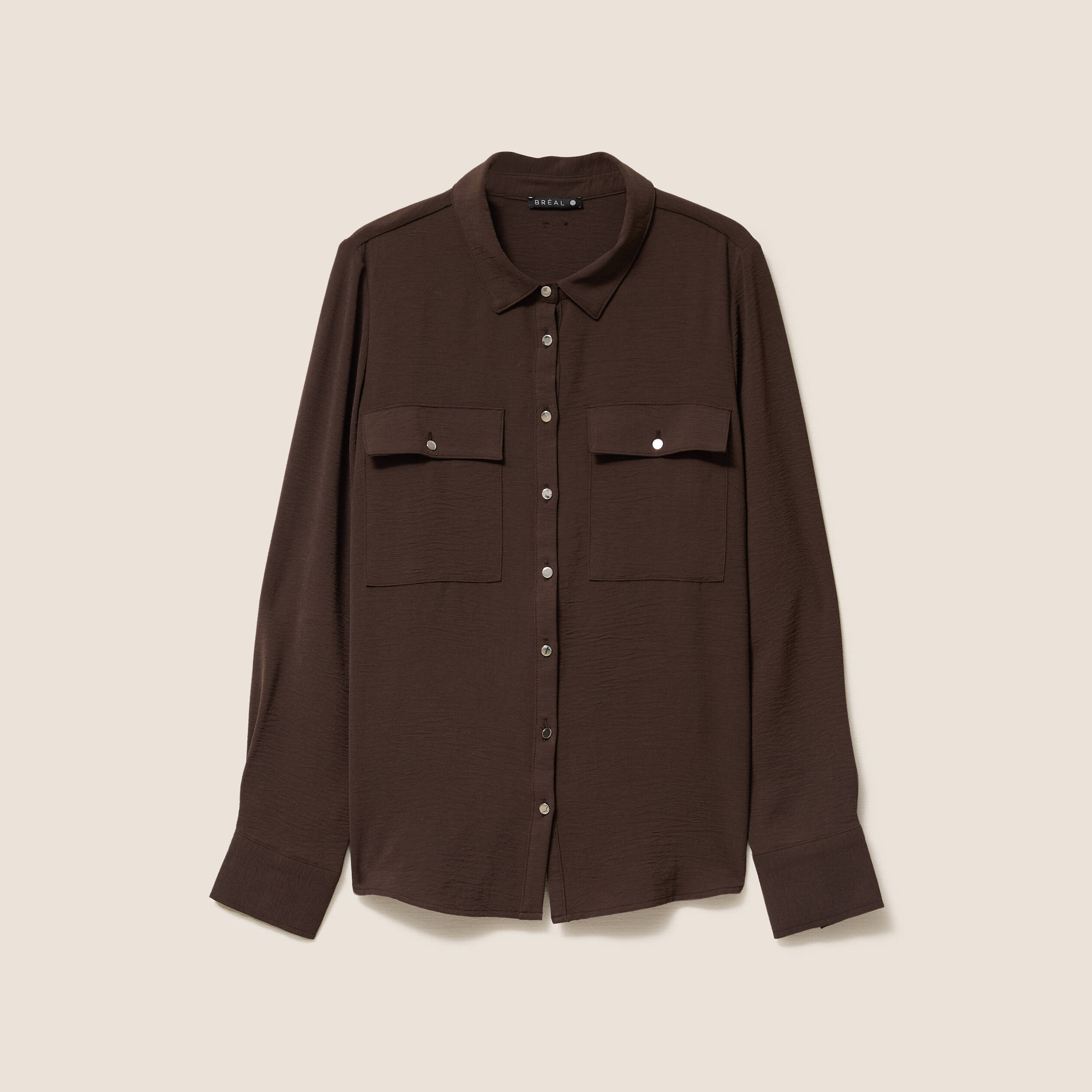 Chemise manches longues marron femme