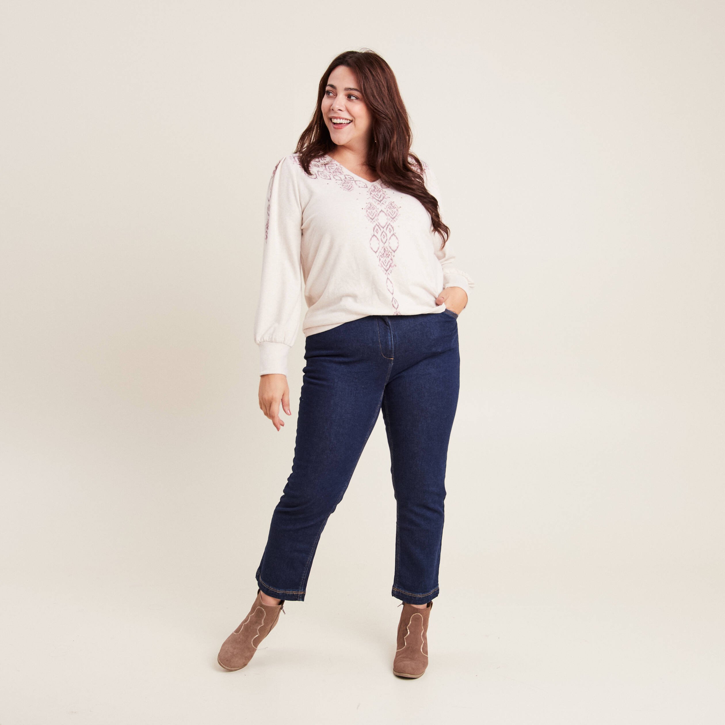 t shirt manches longues creme femme T-shirt manches longues creme femme