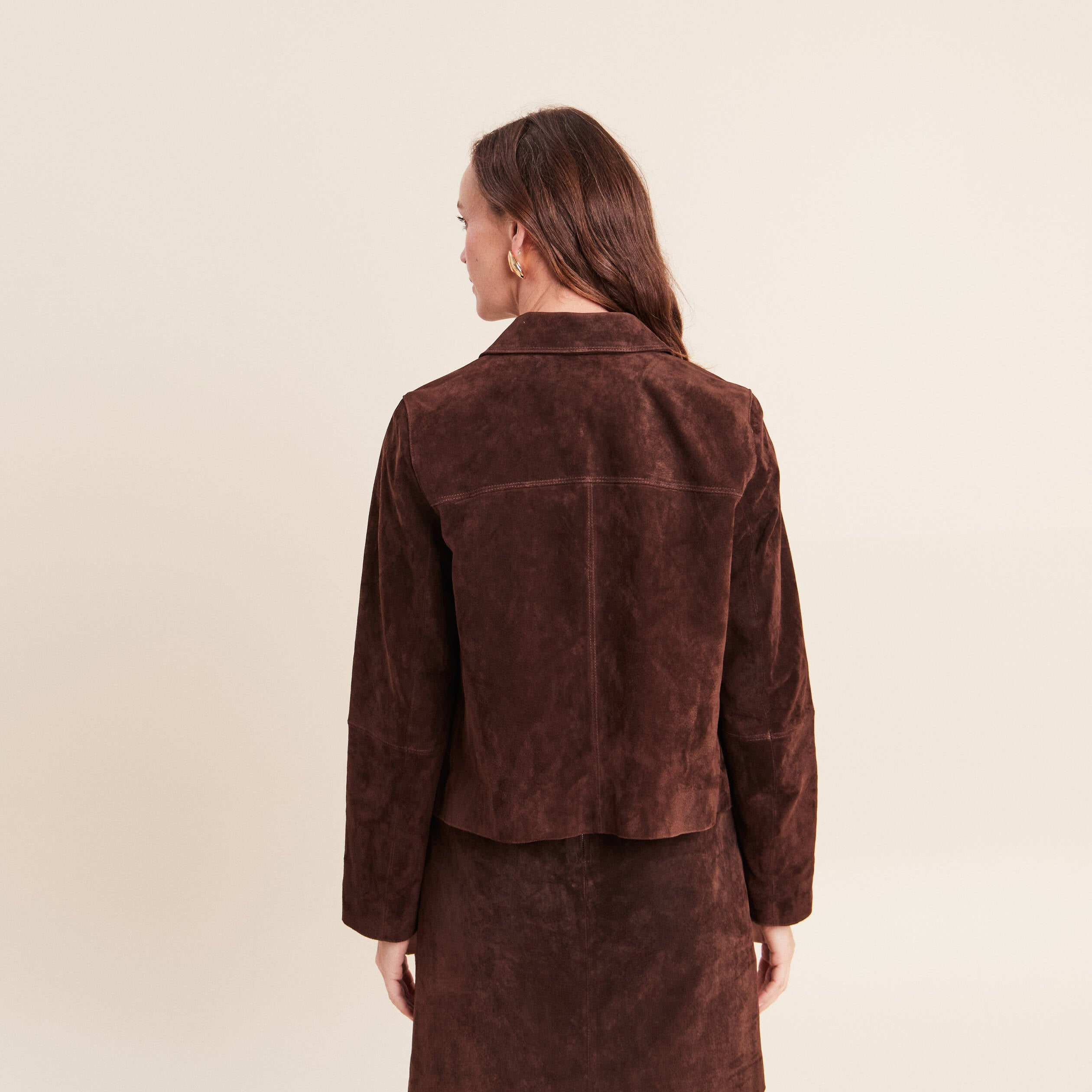 Veste doubl&eacute;e marron fonc&eacute; femme