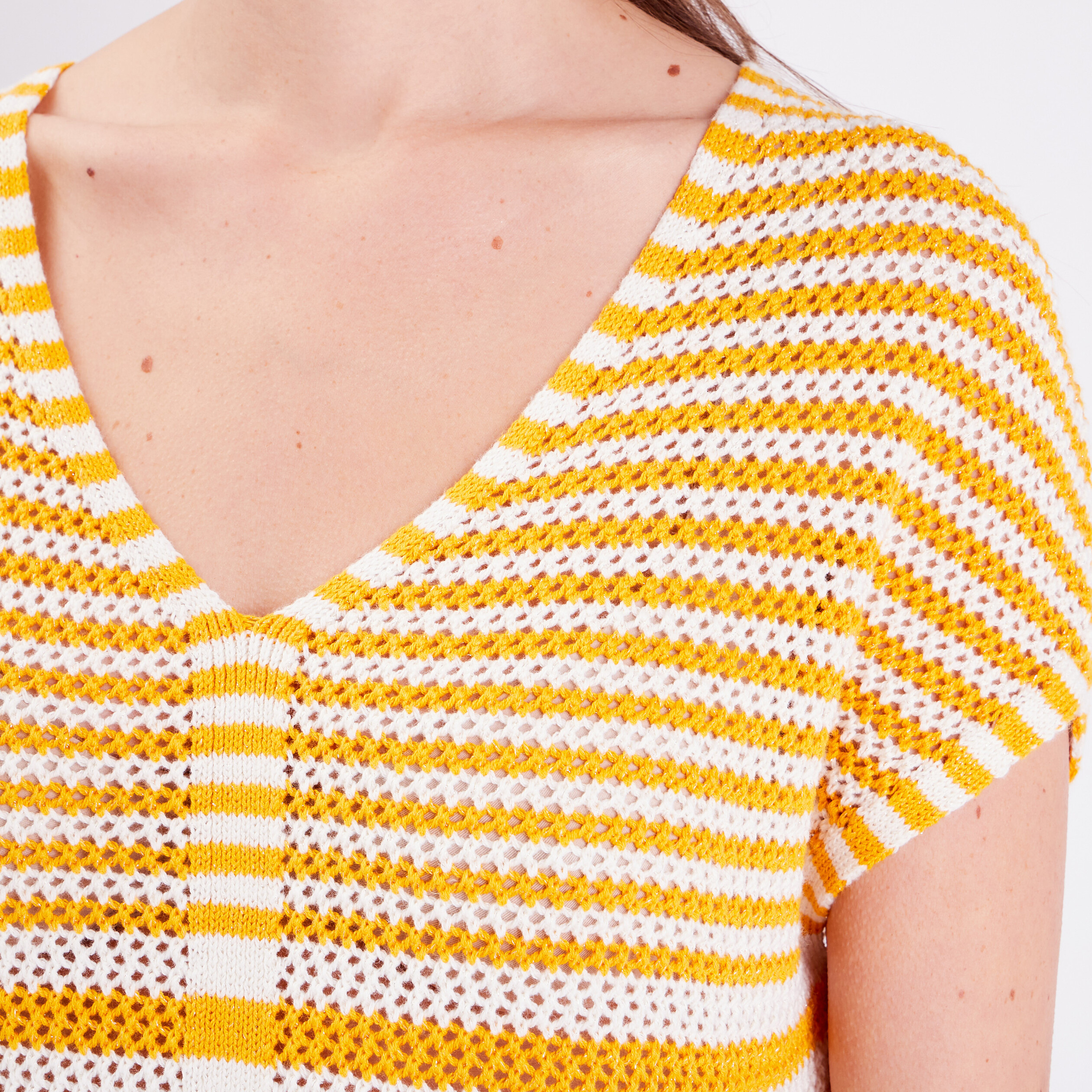 pull manches courtes jaune moutarde femme Pull manches courtes jaune moutarde femme