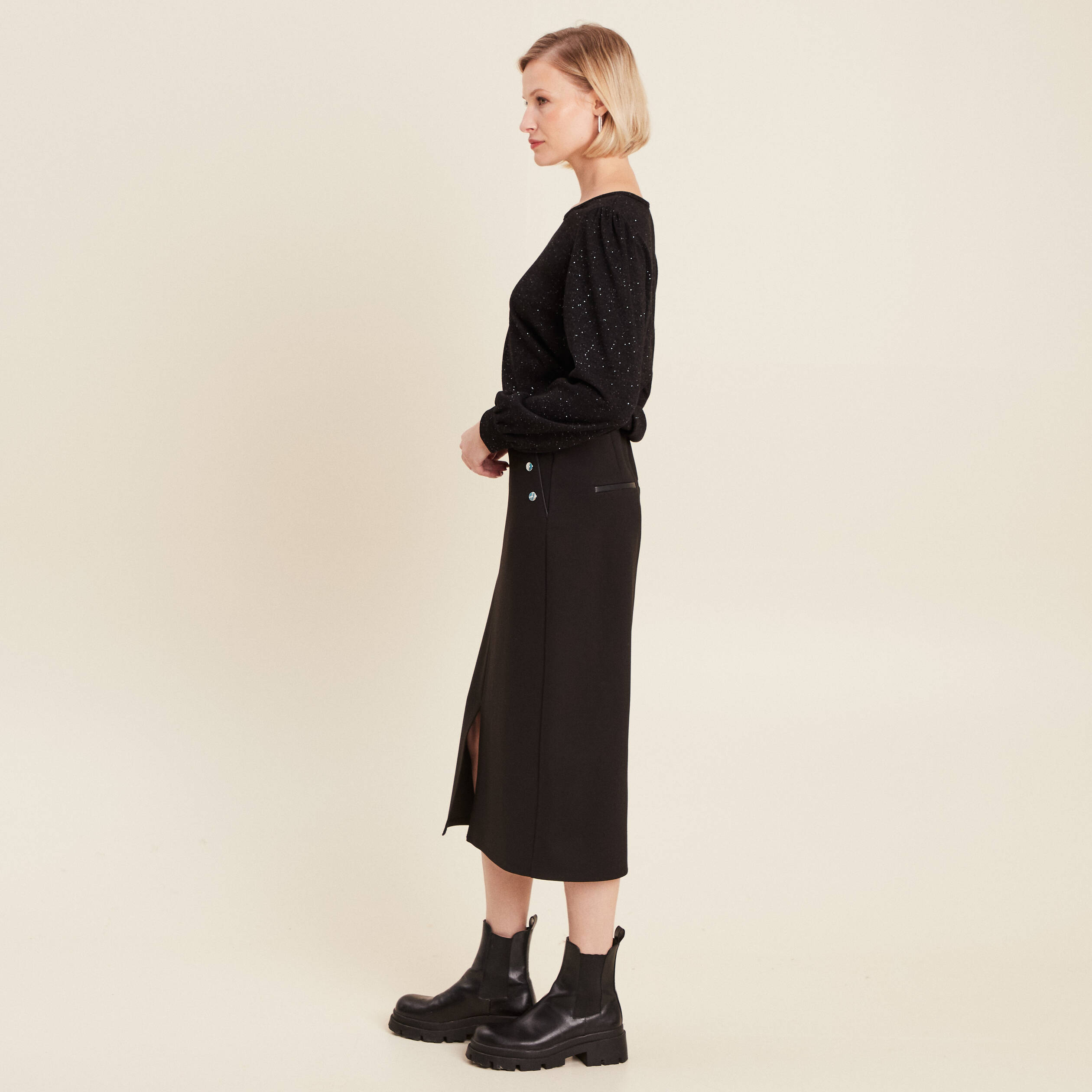 jupe midi crayon noir femme Jupe midi crayon noir femme