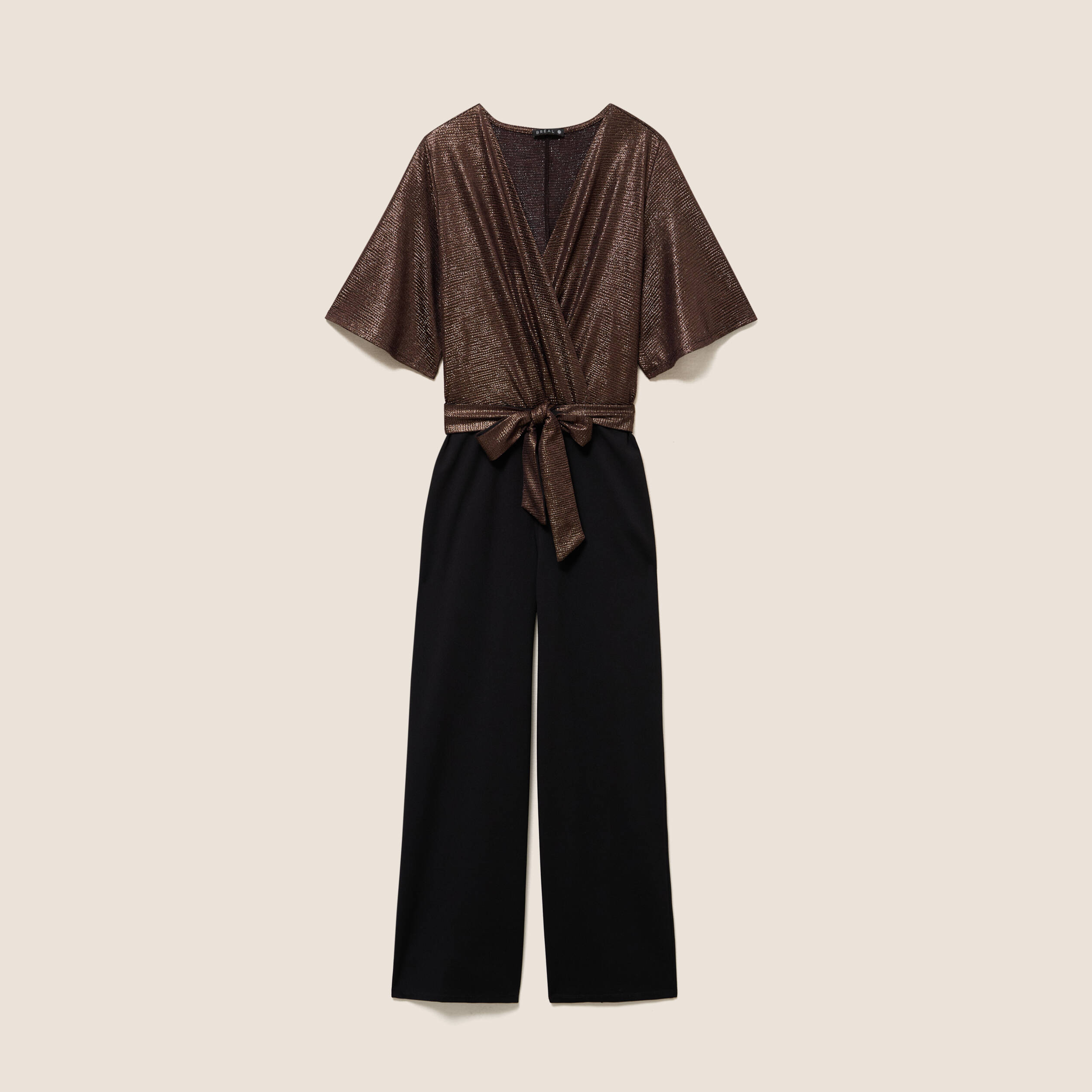 Combinaison pantalon droite marron cognac femme