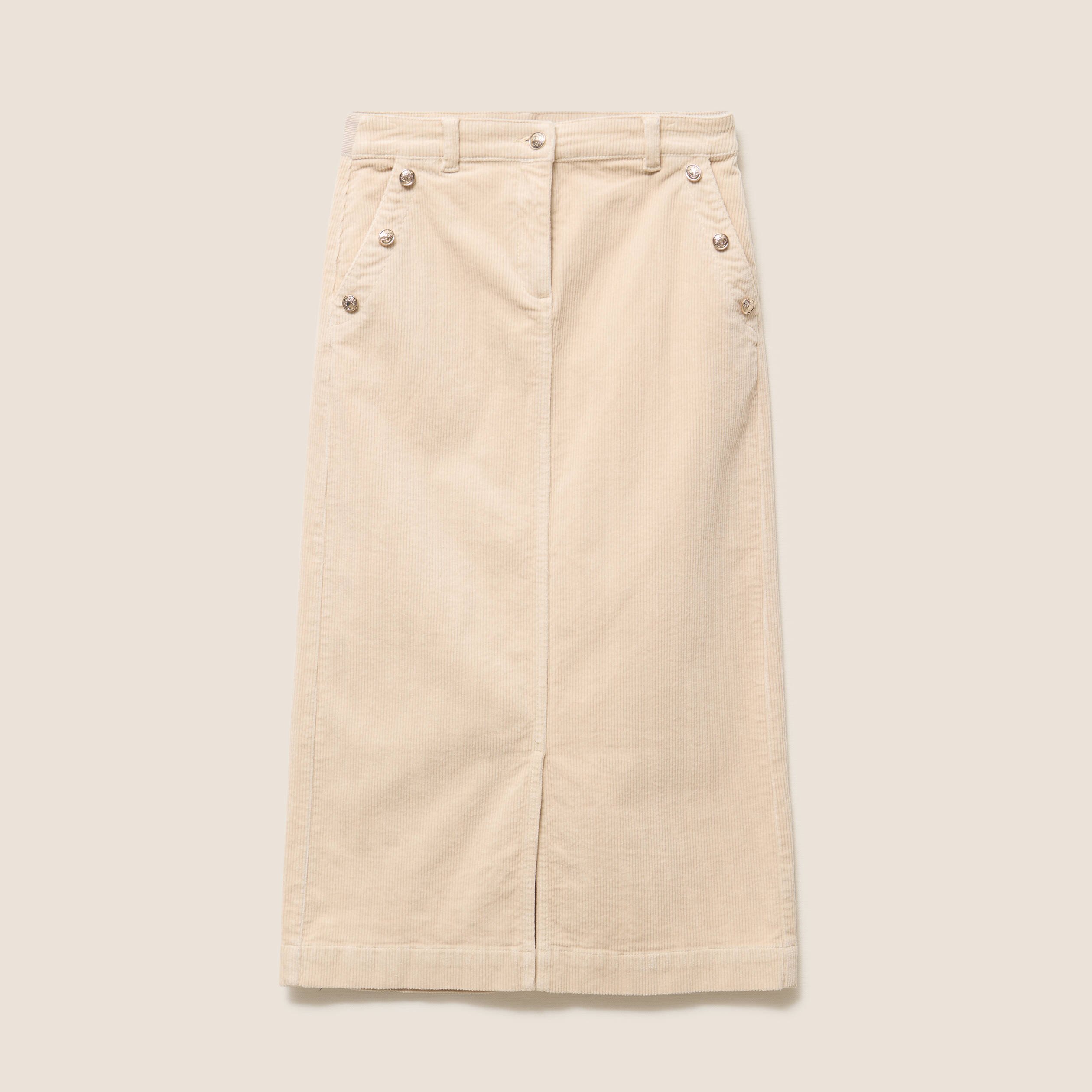 Jupe droite longue en velours sable femme