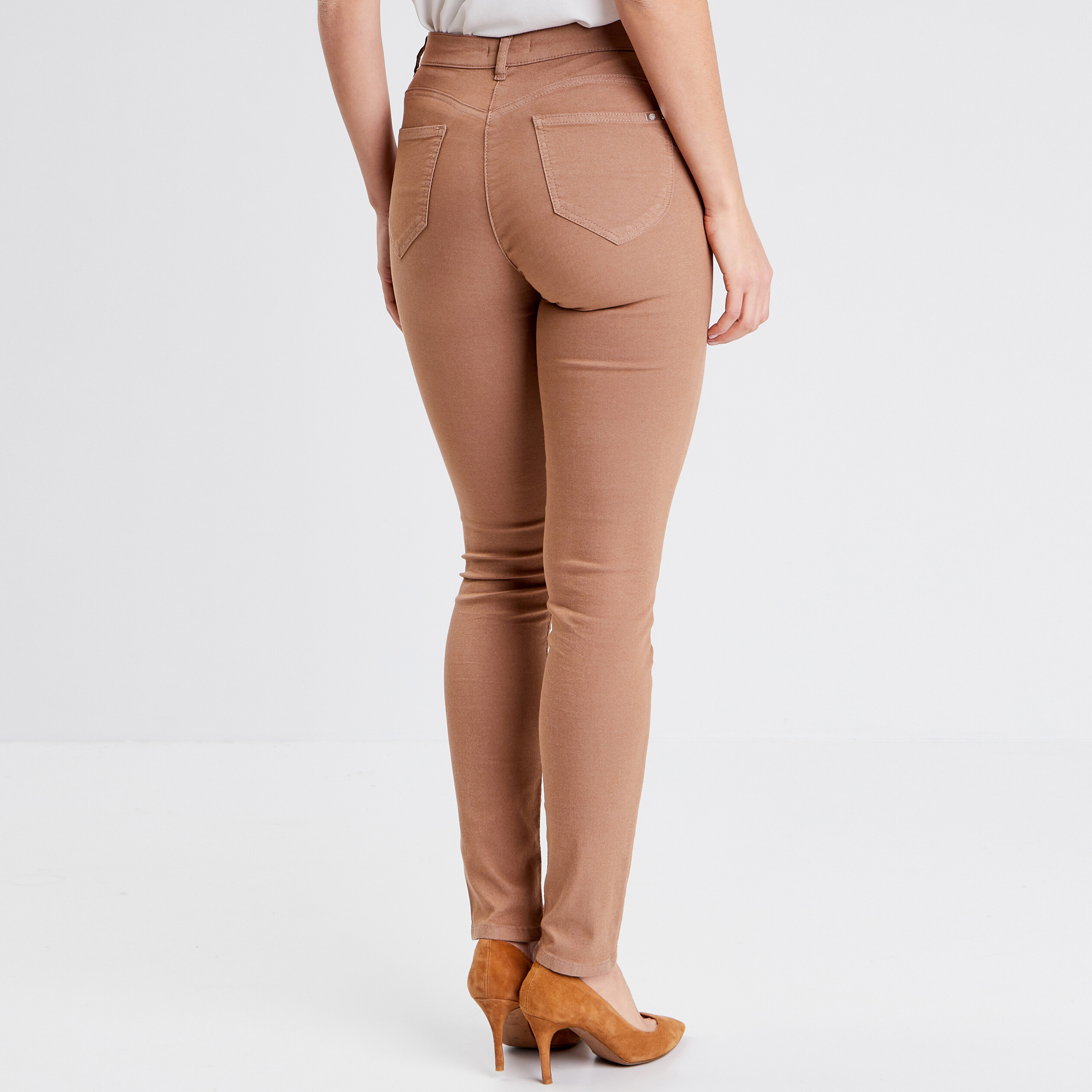 pantalon leger taille standard long marron femme Pantalon léger taille standard long marron femme
