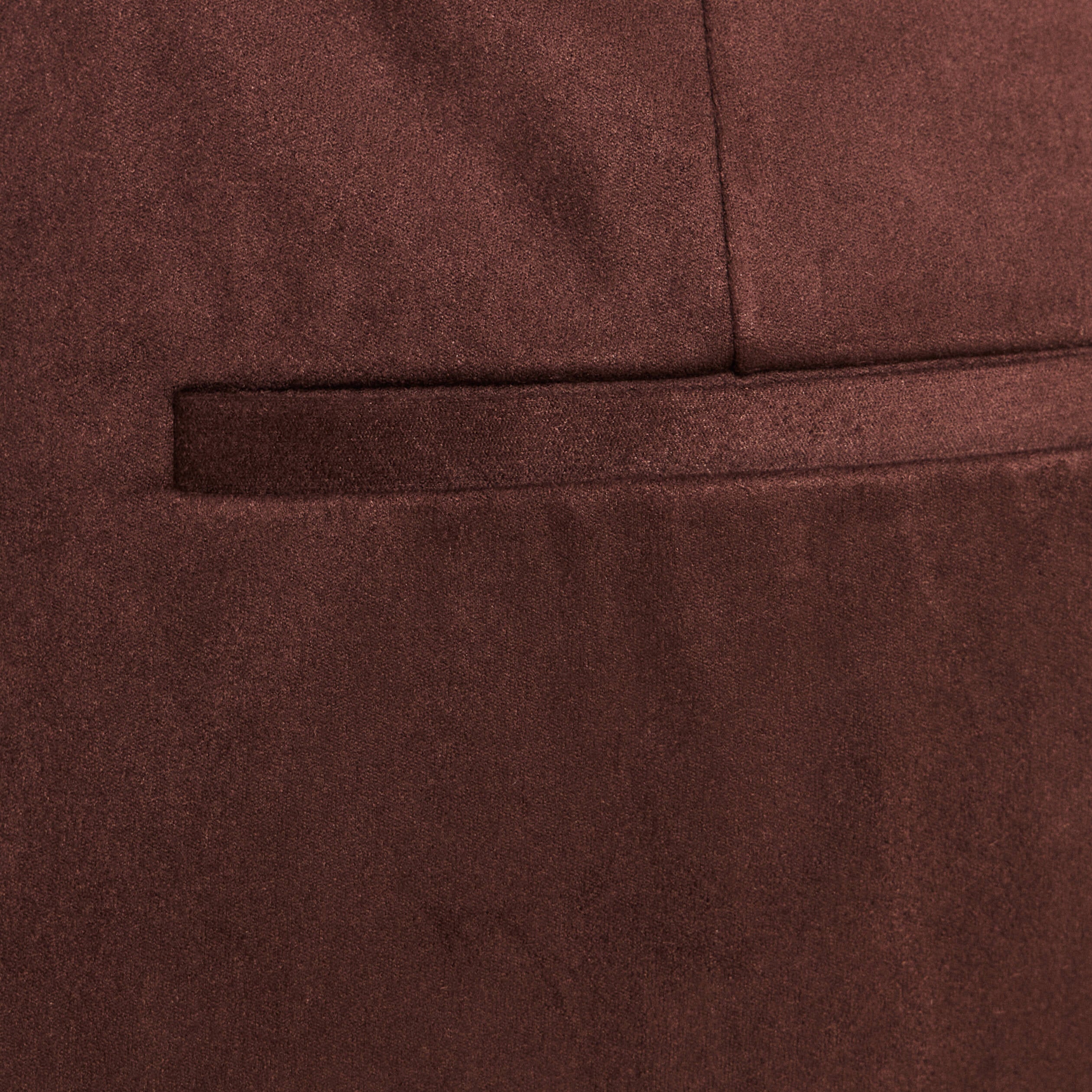 Pantalon large 7/8&egrave;me aspect daim marron fonc&eacute; femme