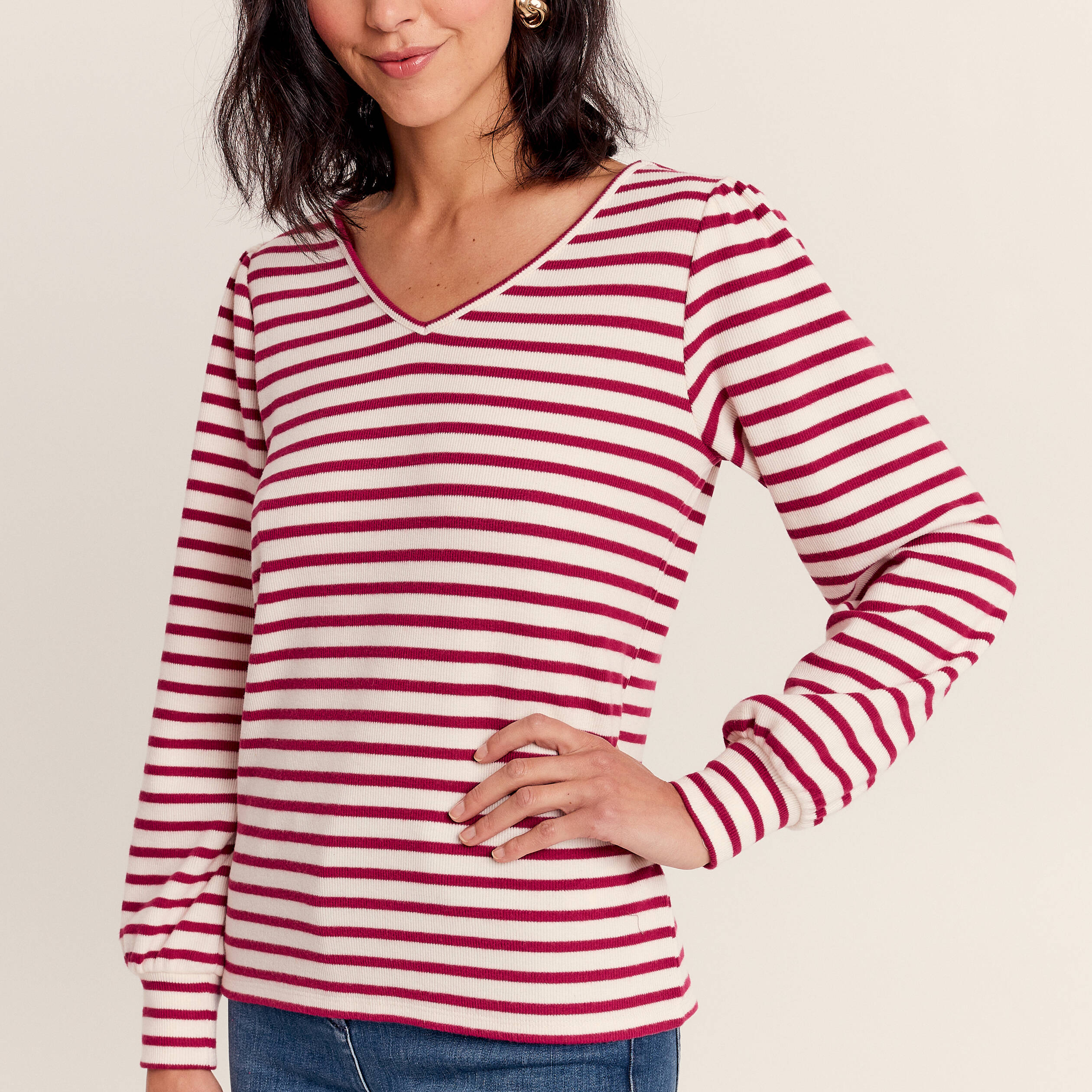 T-shirt manches longues rose fushia femme