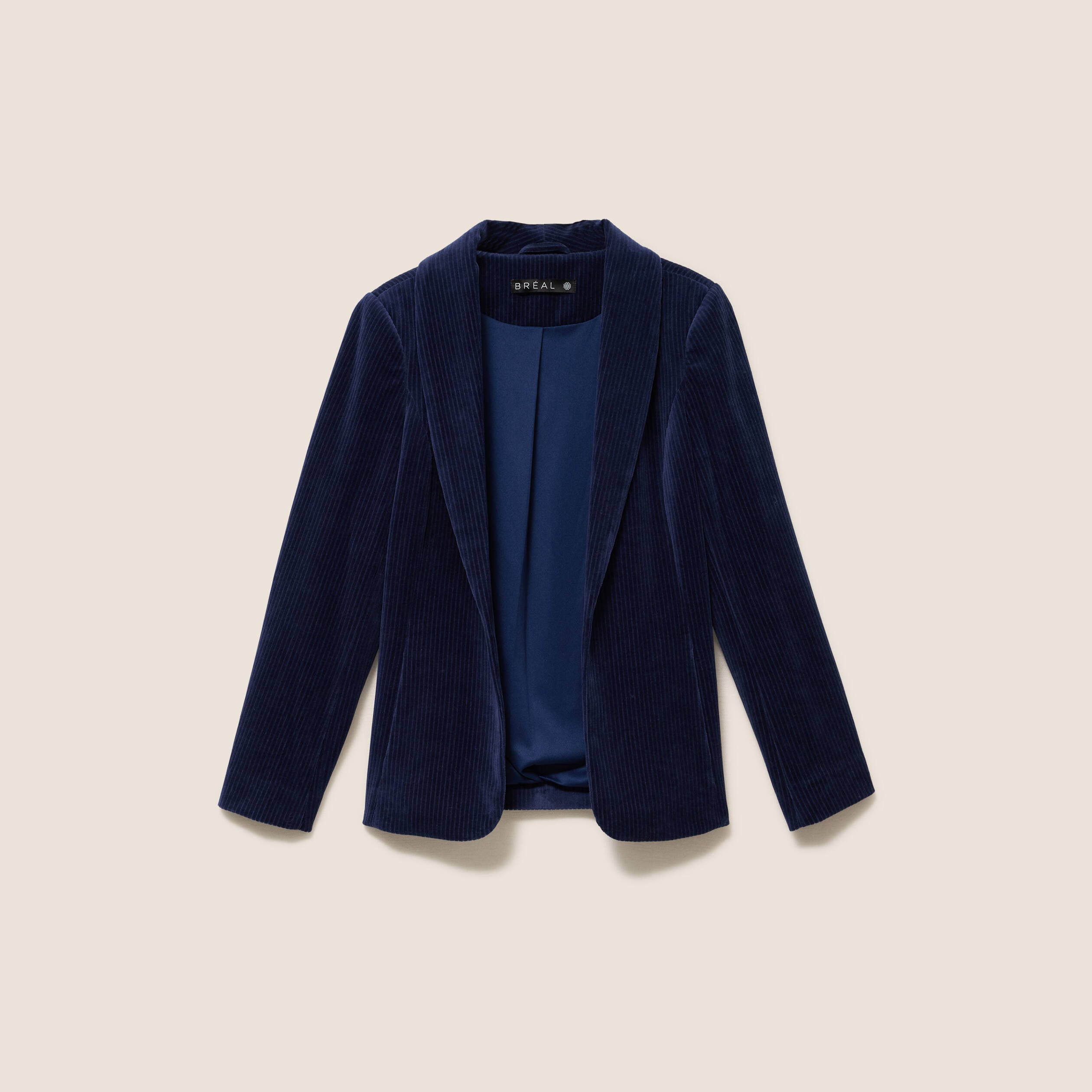 Veste tailleur velours bleu marine femme