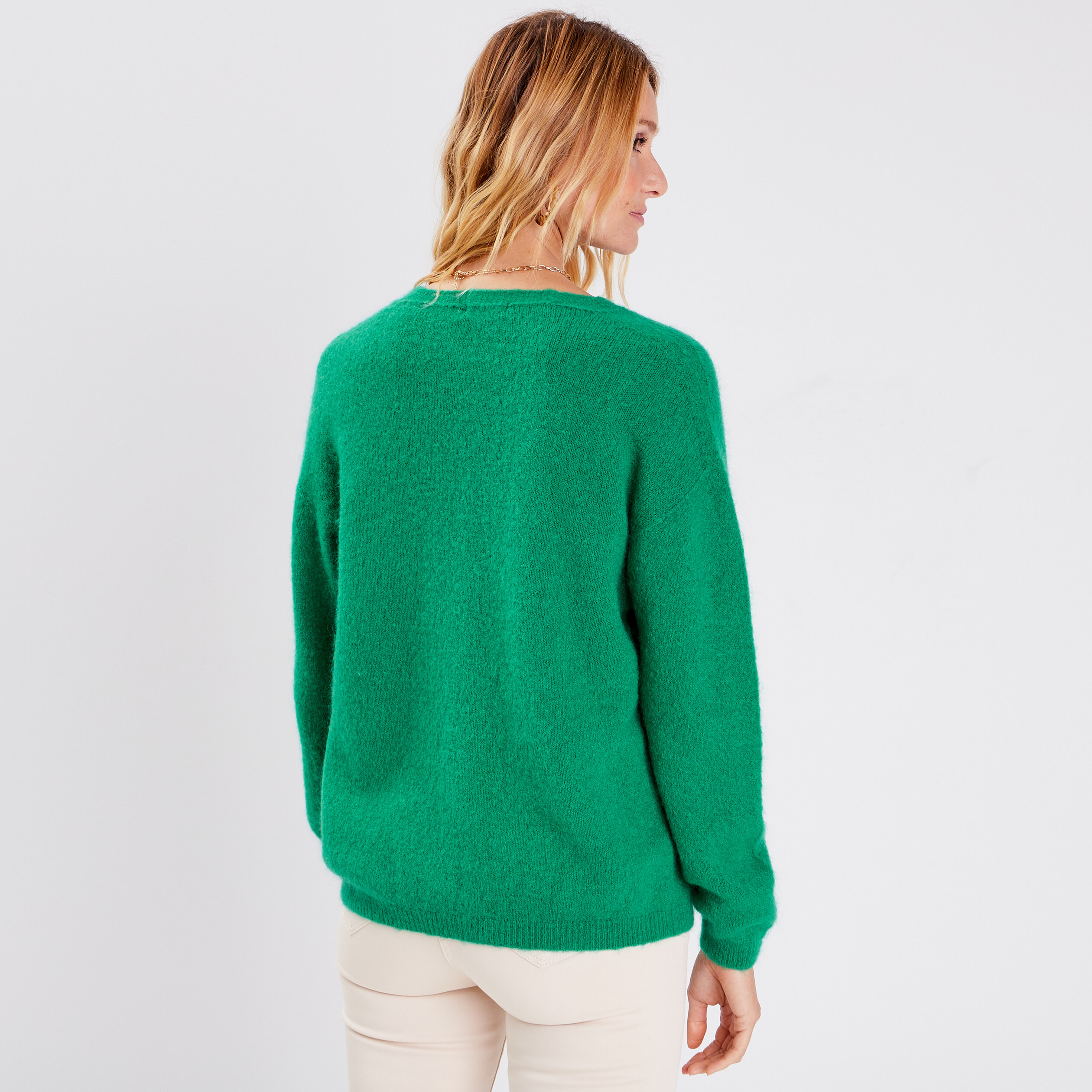 Pull manches longues vert menthe femme