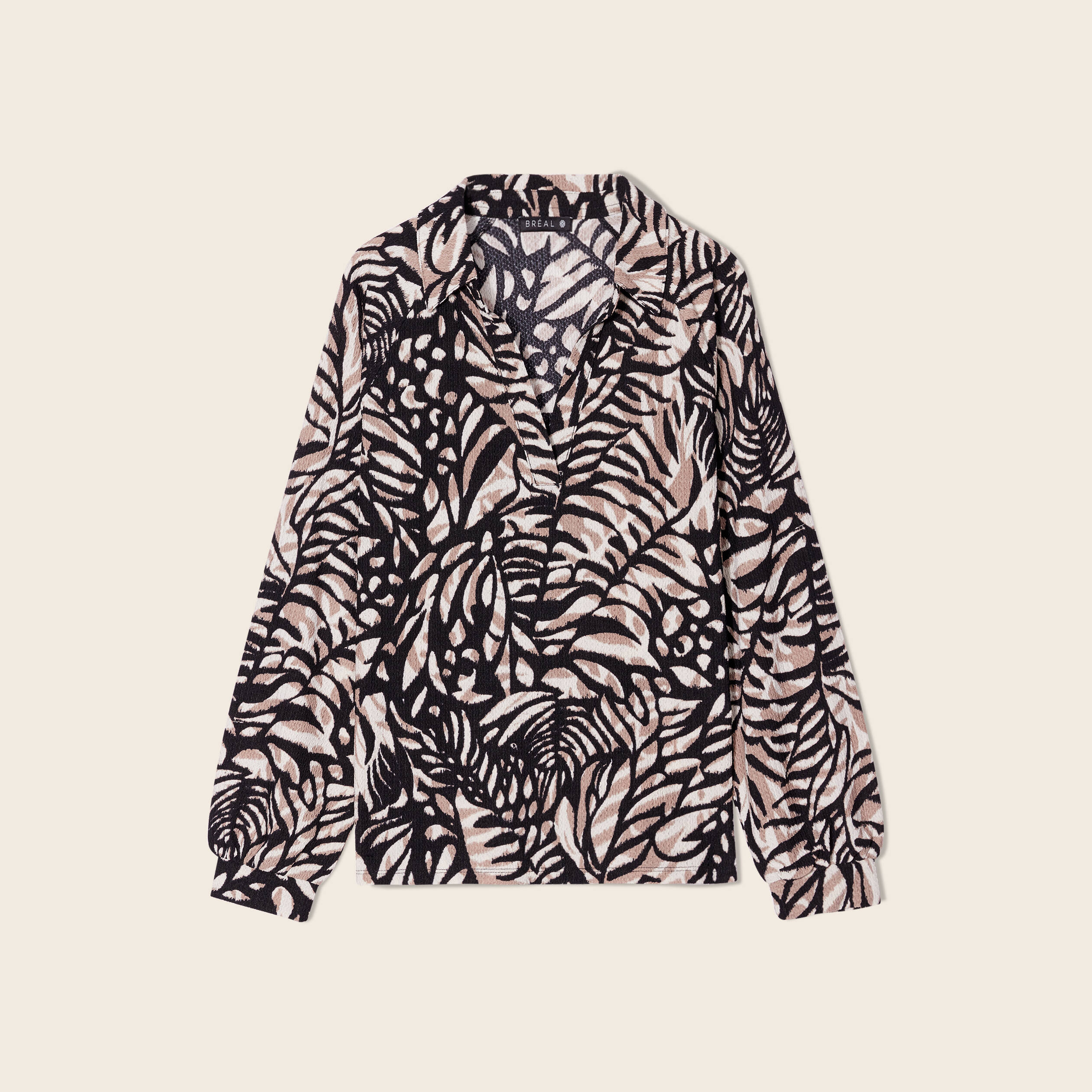 Blouse manches longues marron clair femme