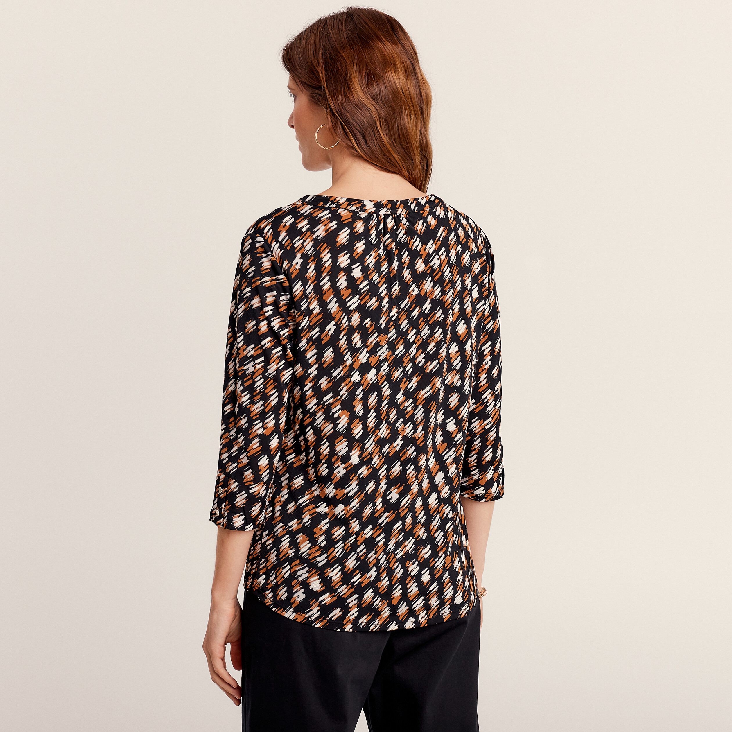 t shirt manches 34 noir femme T-shirt manches 3/4 noir femme