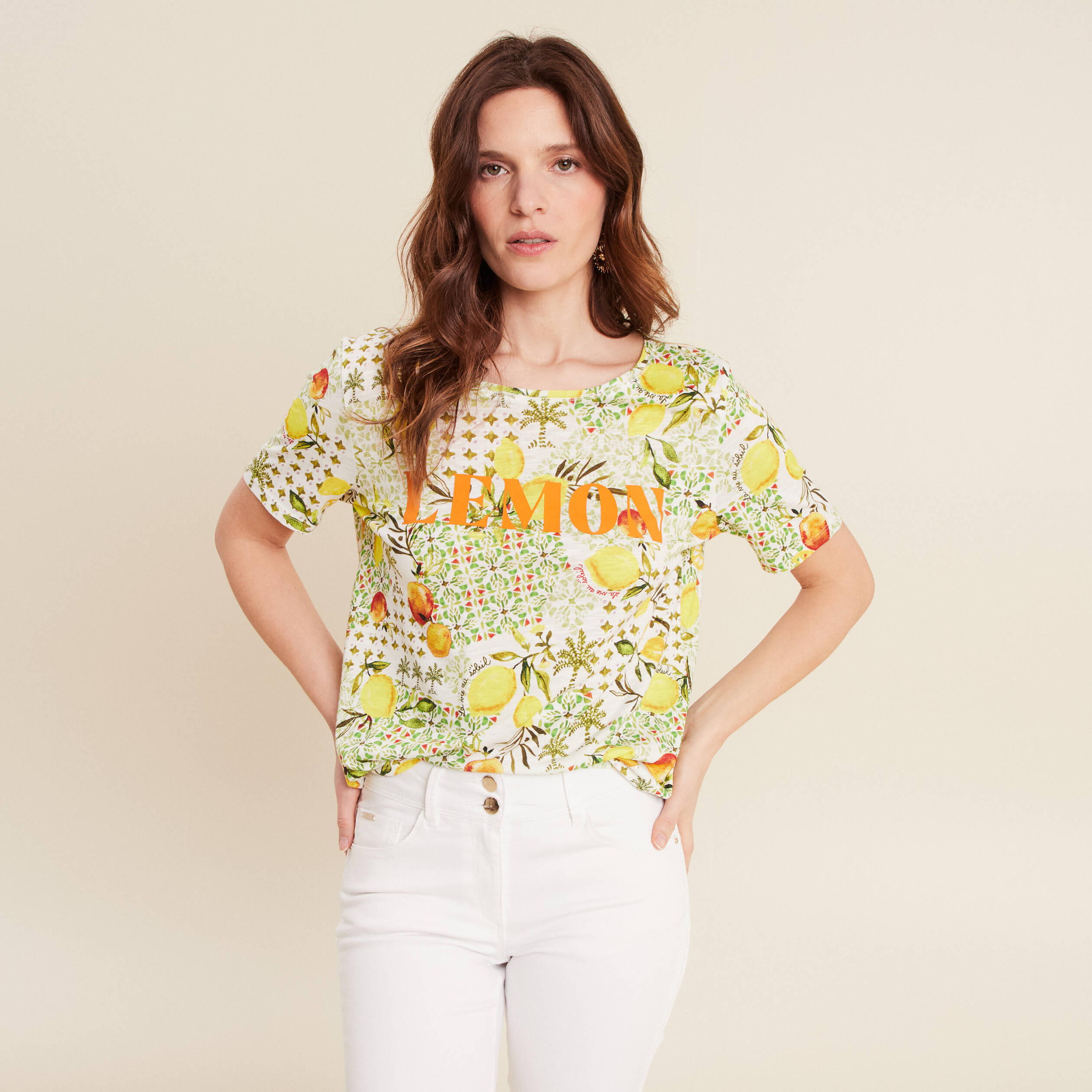 t shirt manches courtes jaune citron femme T-shirt manches courtes jaune citron femme