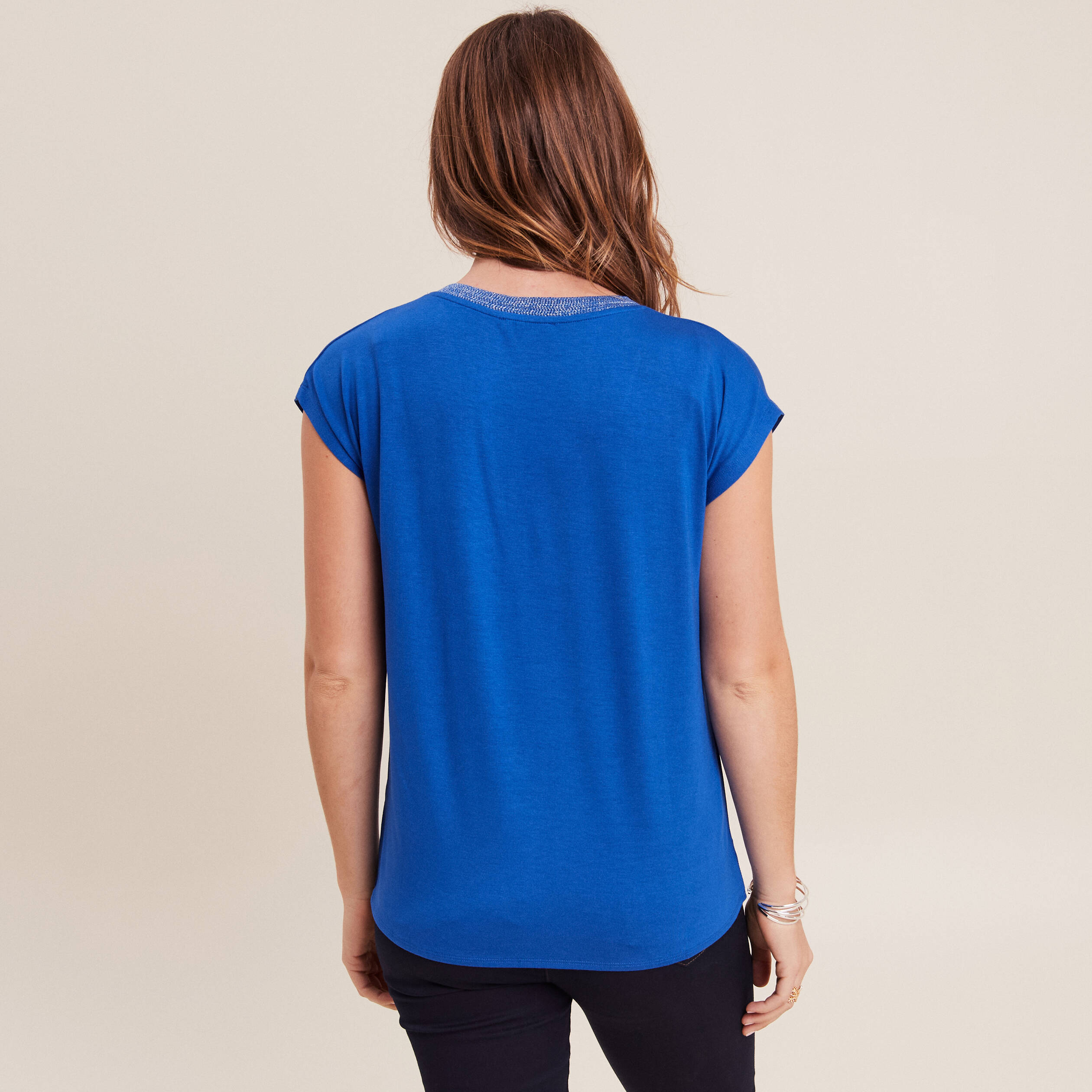 T-shirt manches courtes bleu electrique femme