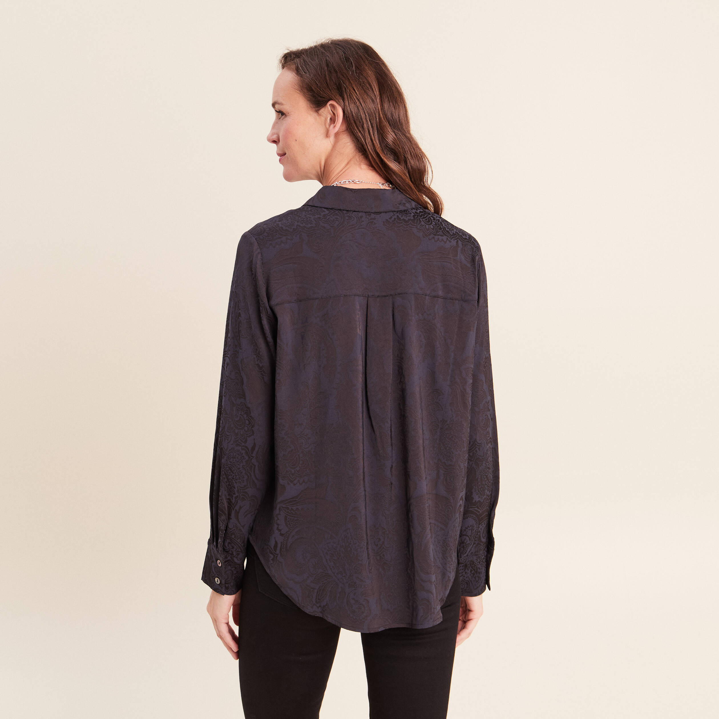 Chemise manches longues bleu femme