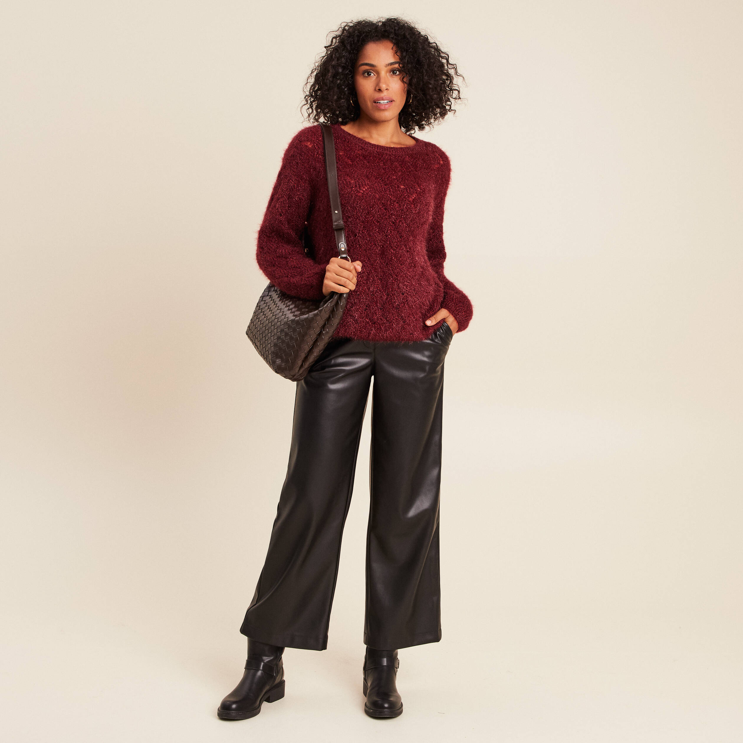 Pull Bicolore Bordeaux Et Noir - Taille 60/62 Grande Taille - Neuf Avec étiquettes