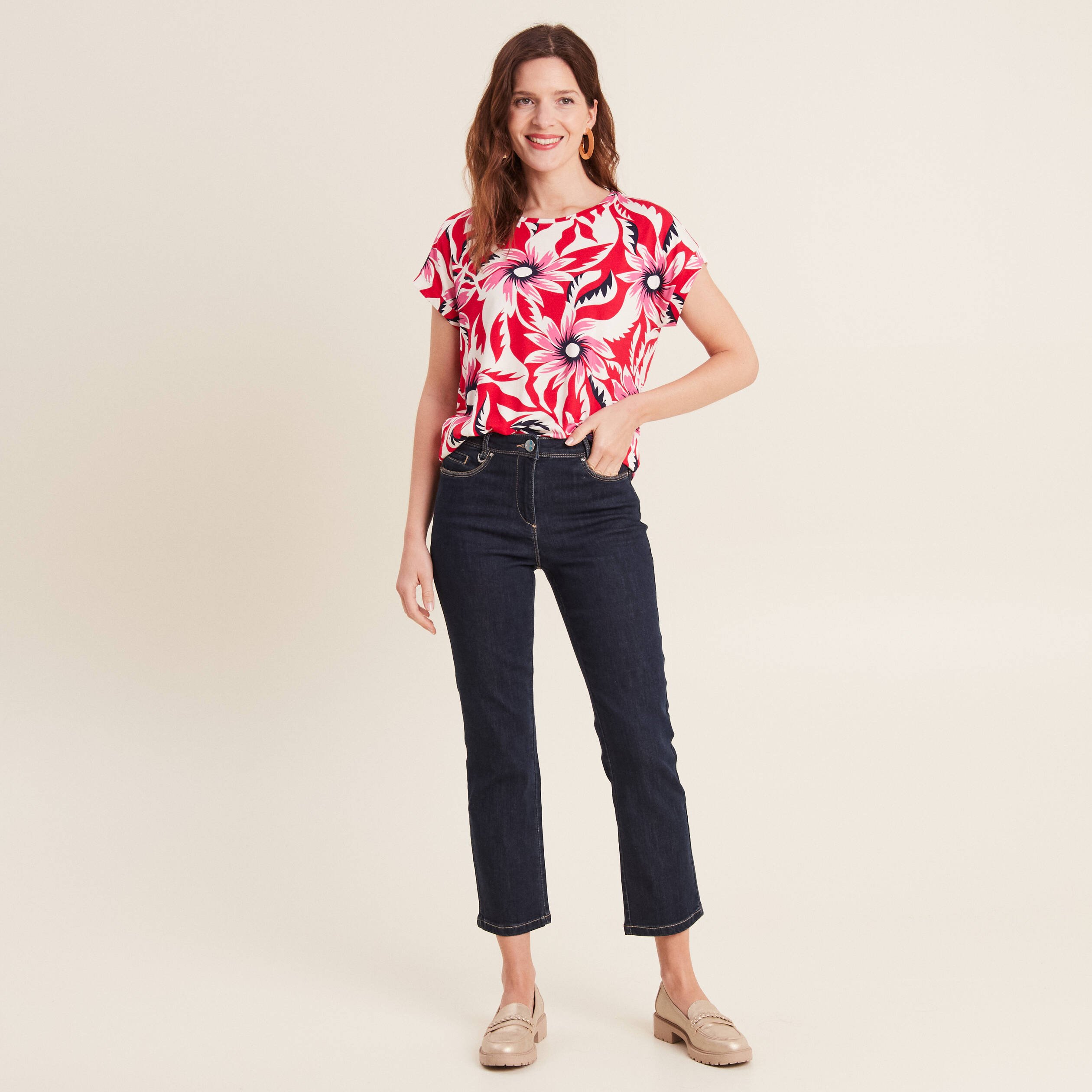 t shirt manches courtes rouge femme T-shirt manches courtes rouge femme