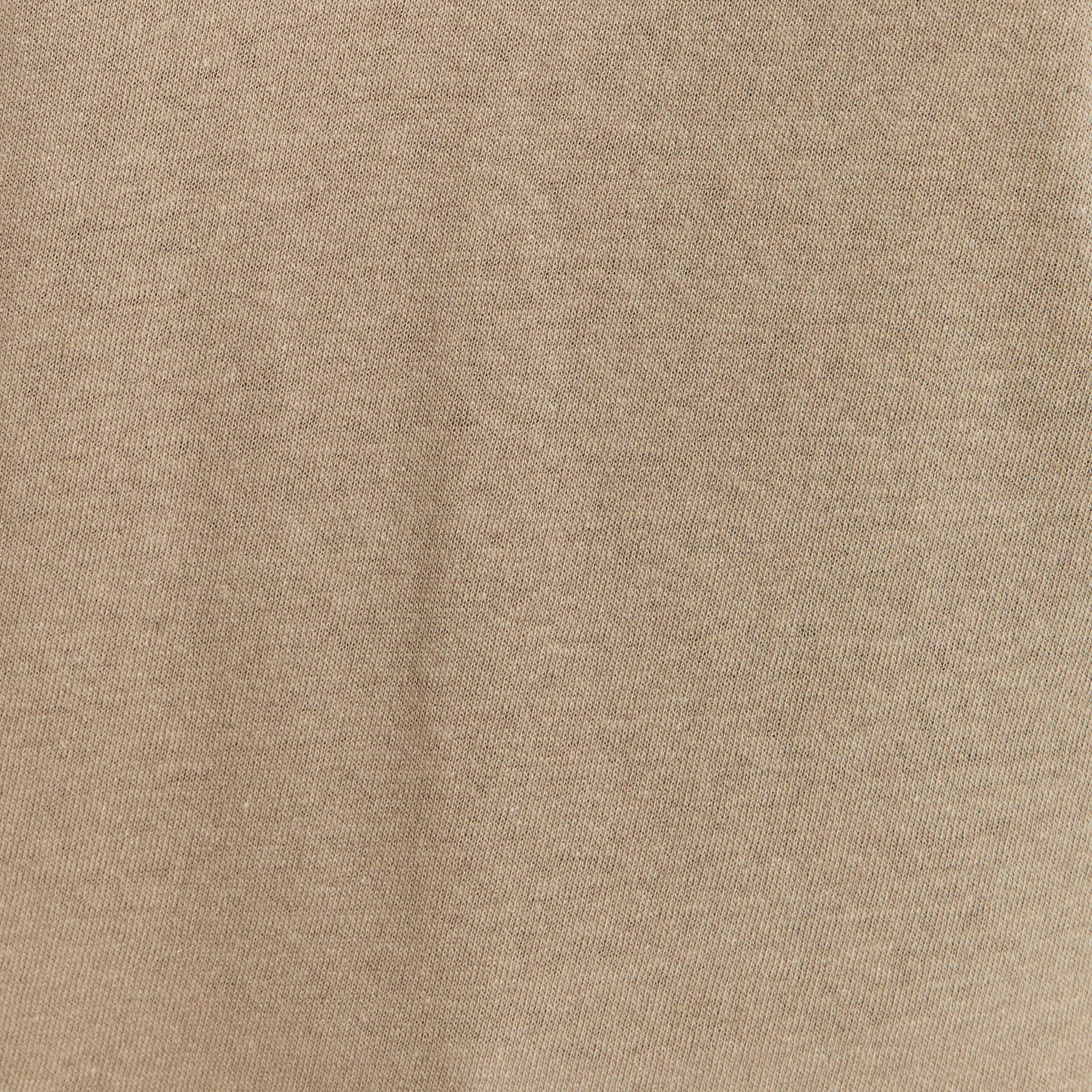 T-shirt col v manches courtes aspect lin vert kaki femme