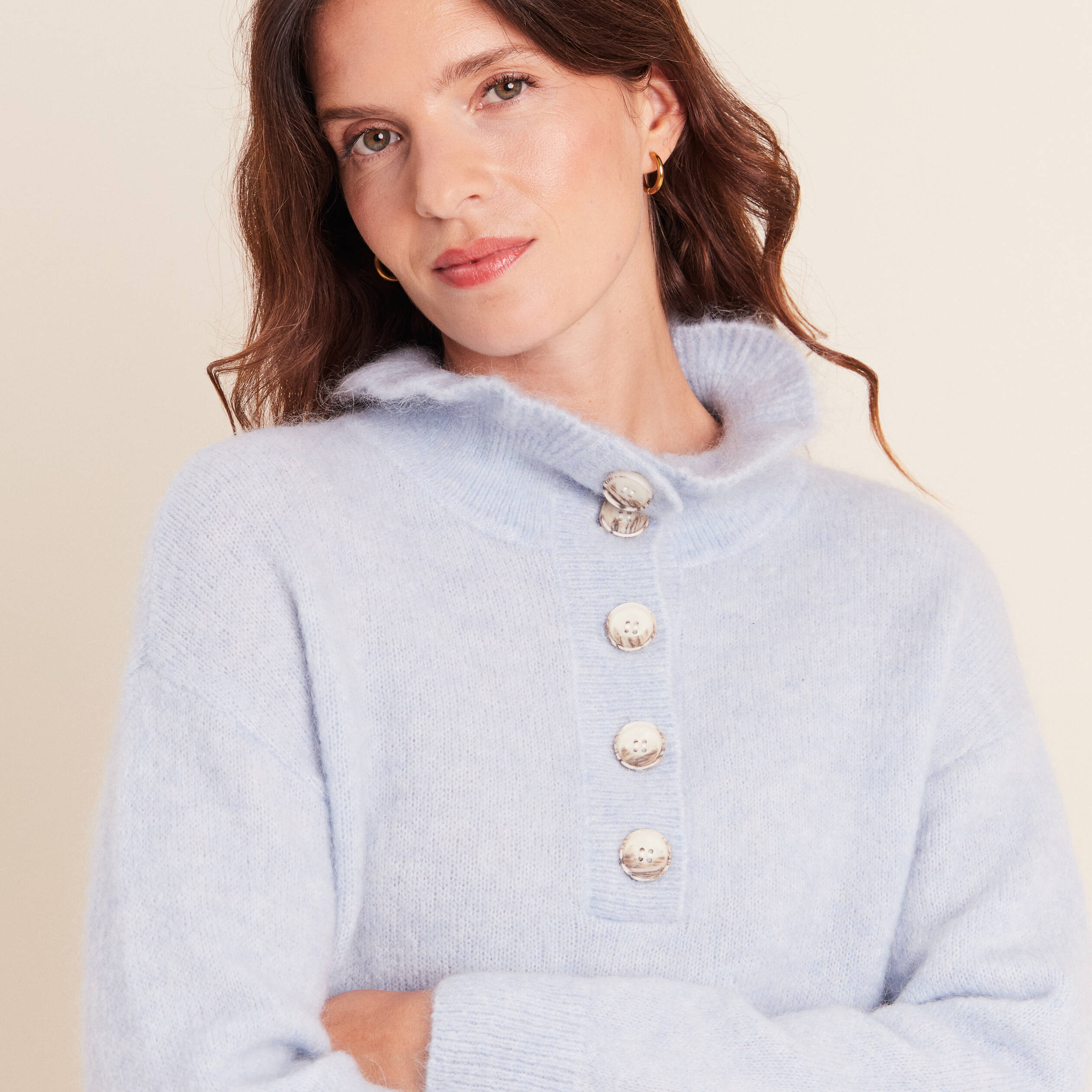 Pull col montant denim snow gris femme