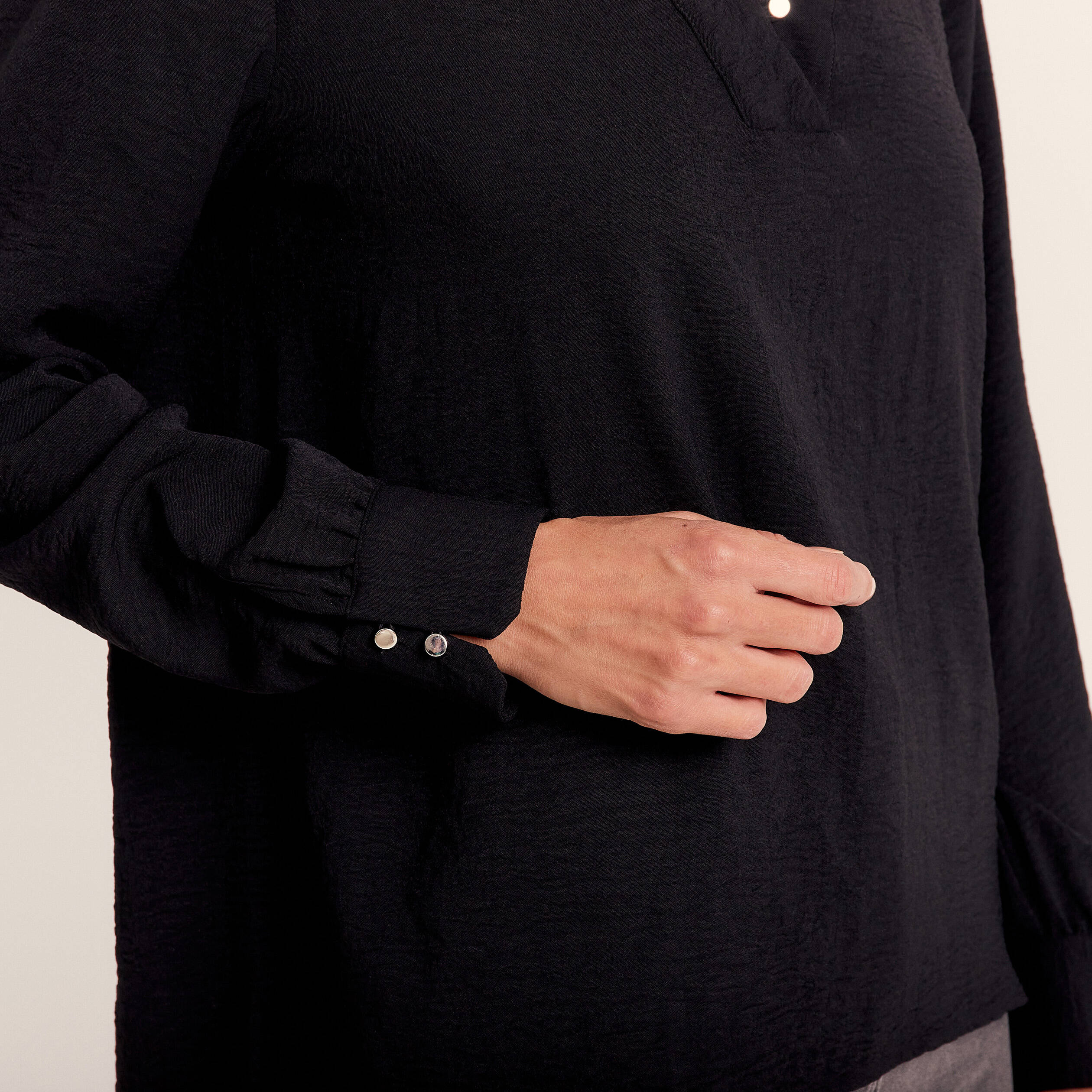 Blouse manches longues noir femme