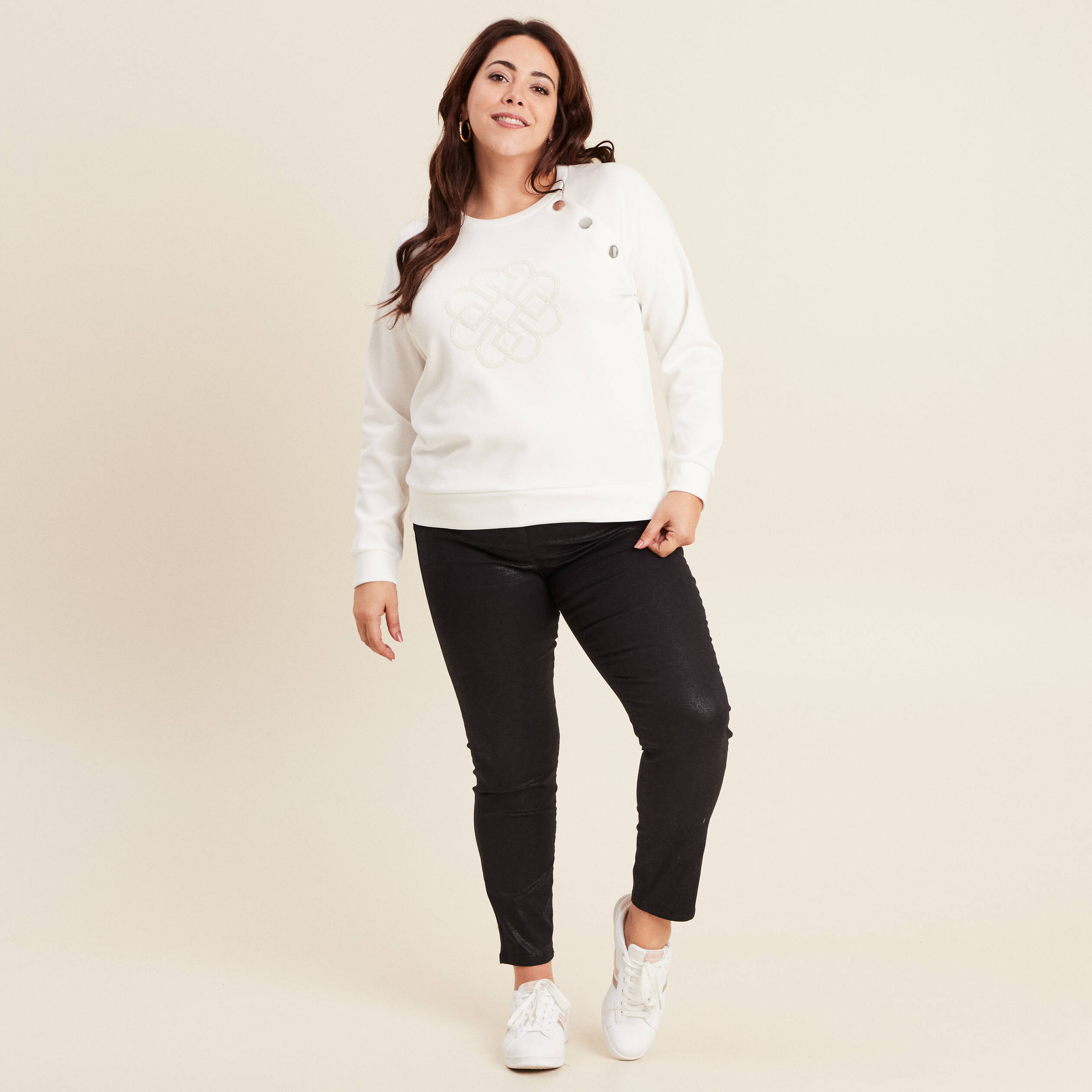 t shirt manches longues ecru femme T-shirt manches longues ecru femme