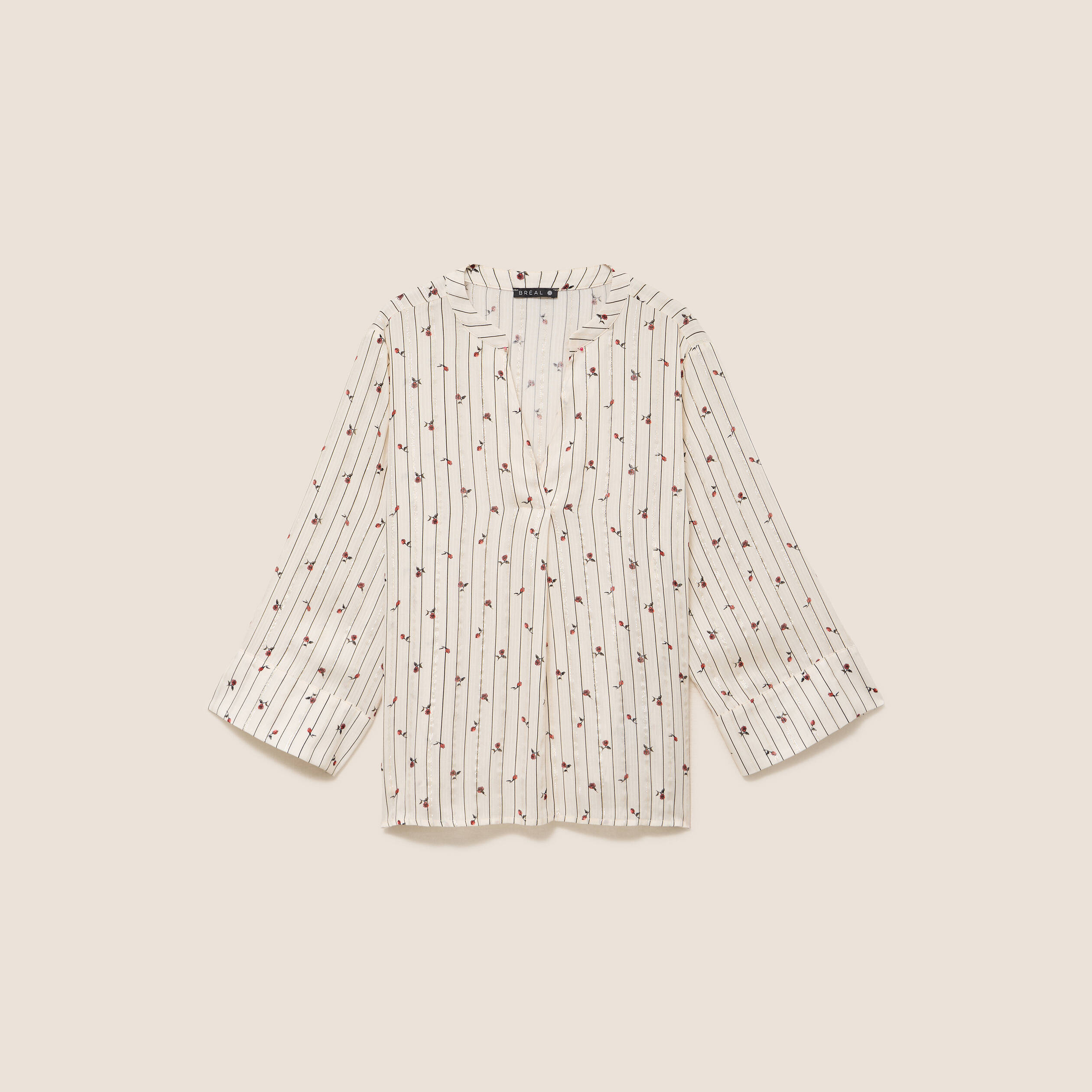 Blouse fluide col v manches longues bordeaux femme