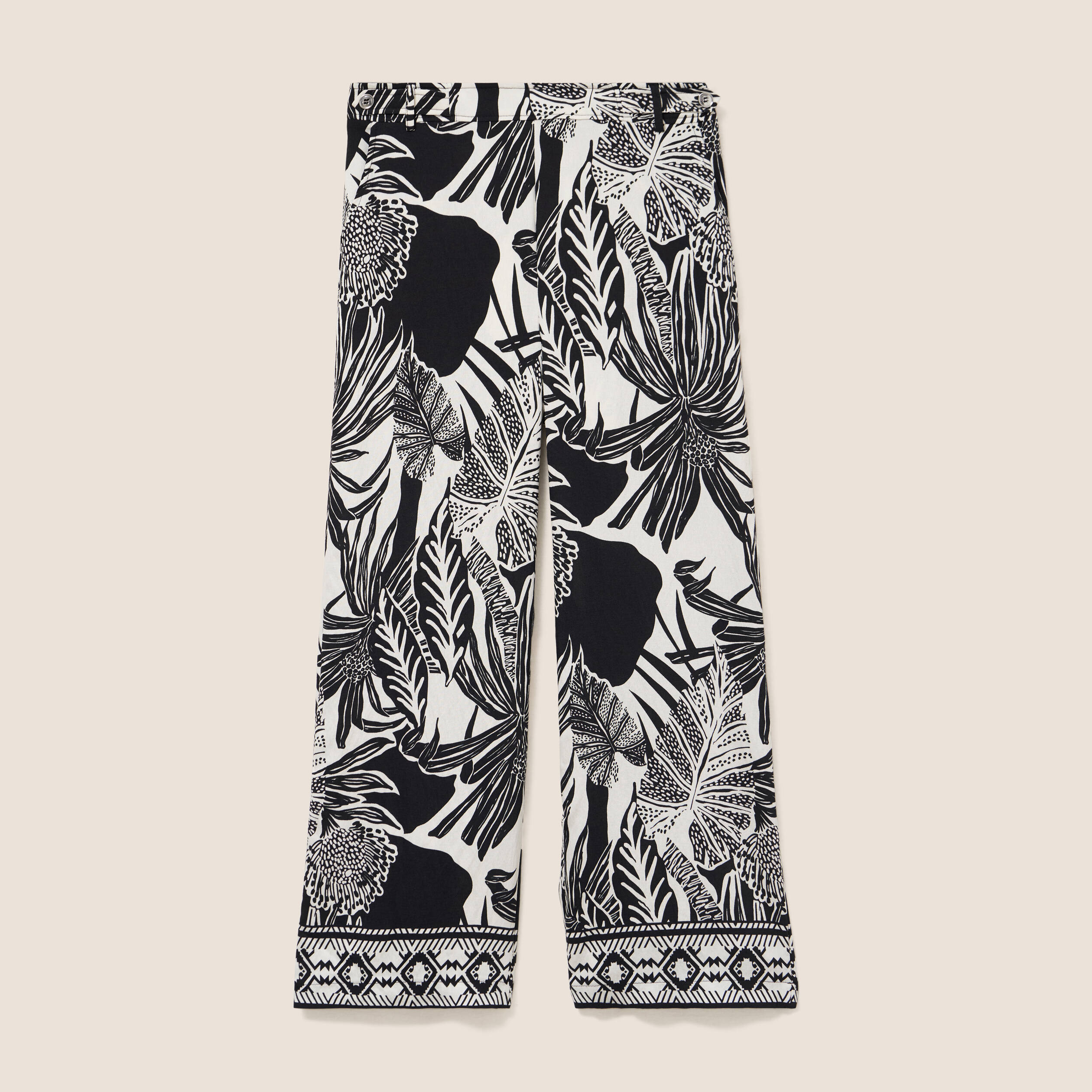 Pantalon large 7/8&egrave;me taille haute noir femme
