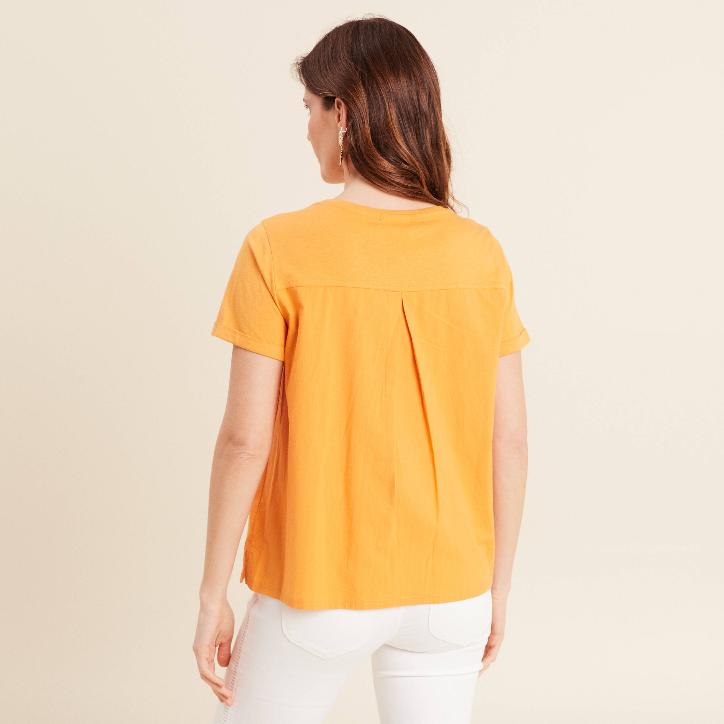 t shirt manches courtes orange clair femme T-shirt manches courtes orange clair femme