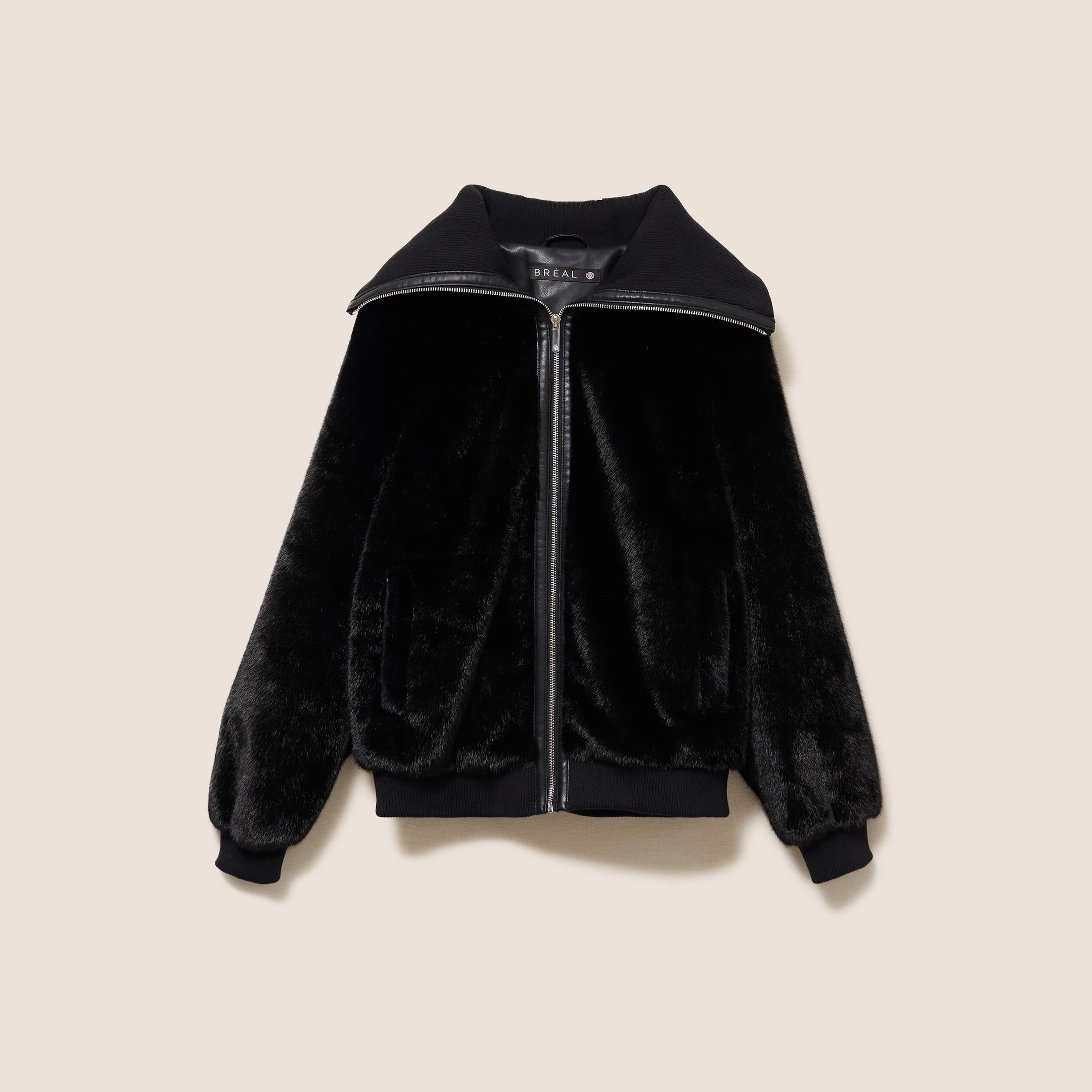 Manteau doubl&eacute; col camionneur noir femme