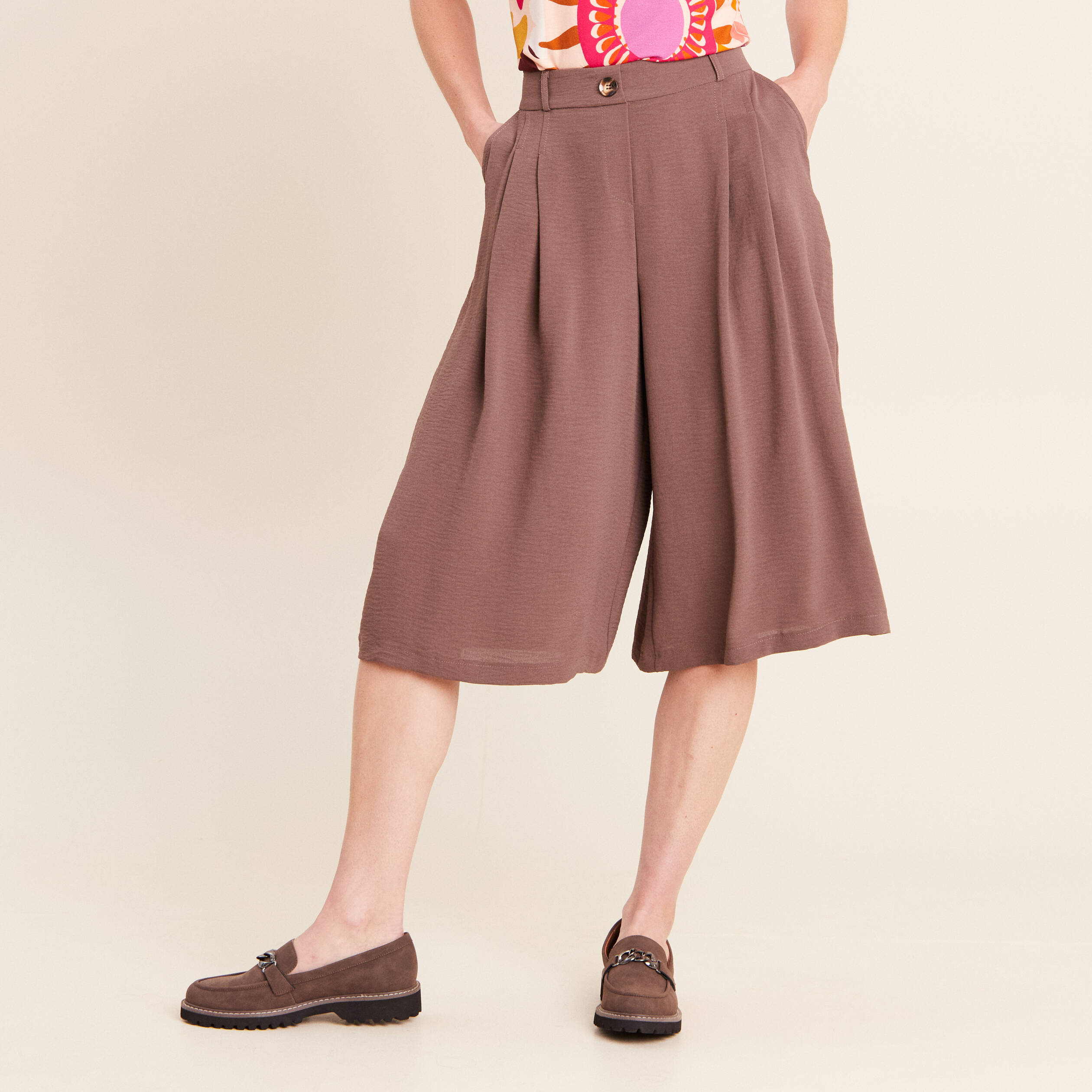 Jupe culotte marron femme