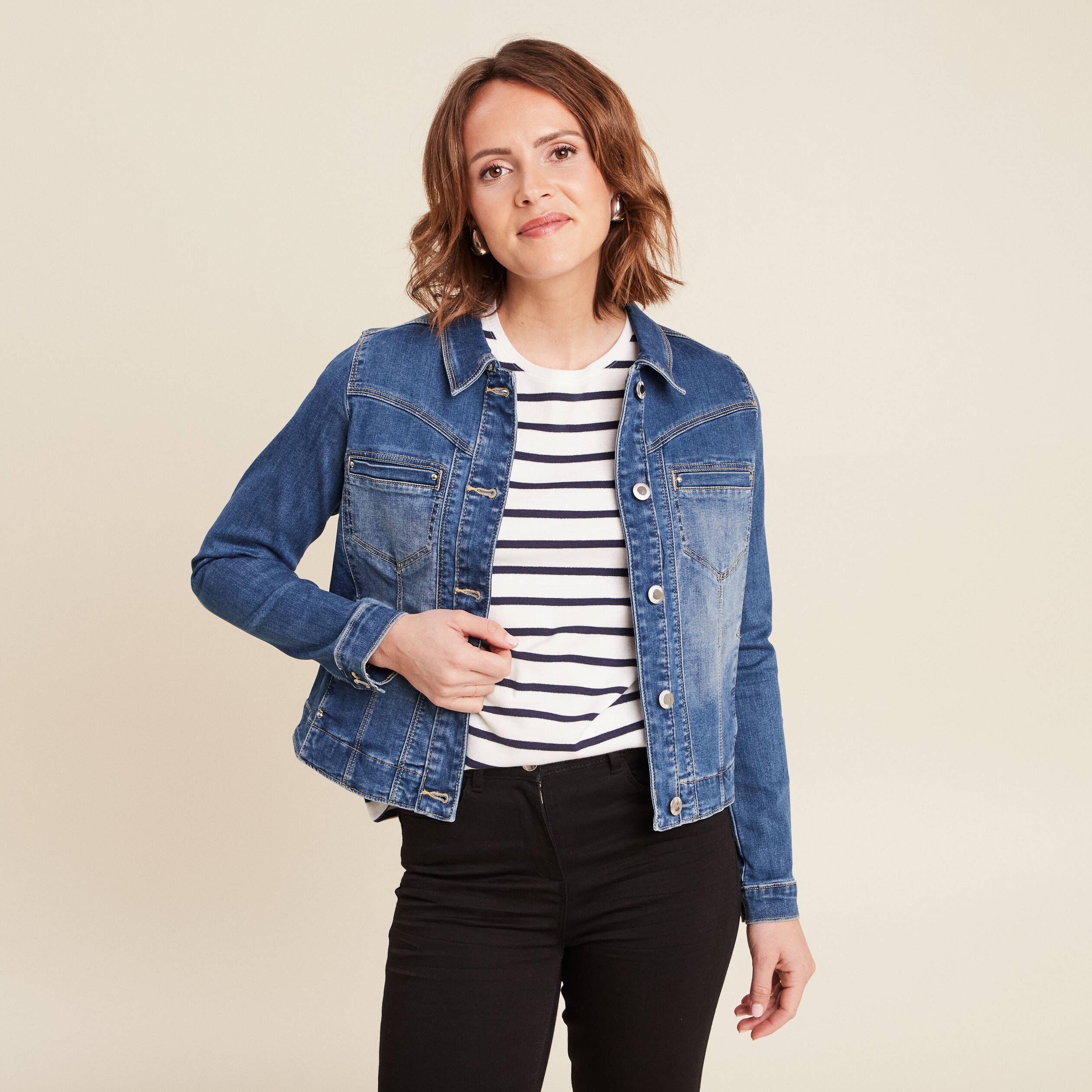 blouson en jean denim double stone femme Blouson en jean denim double stone femme