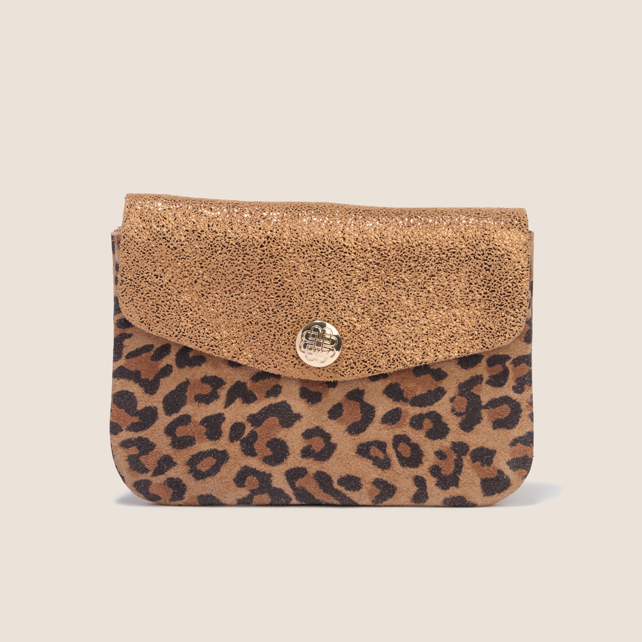 Porte-monnaie en cro&ucirc;te de cuir marron femme