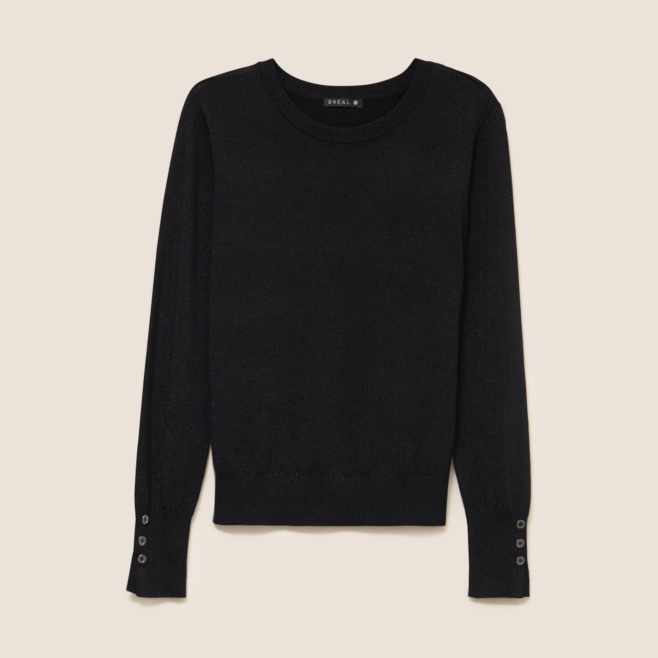 Pull col rond bas resserré noir femme Vibs