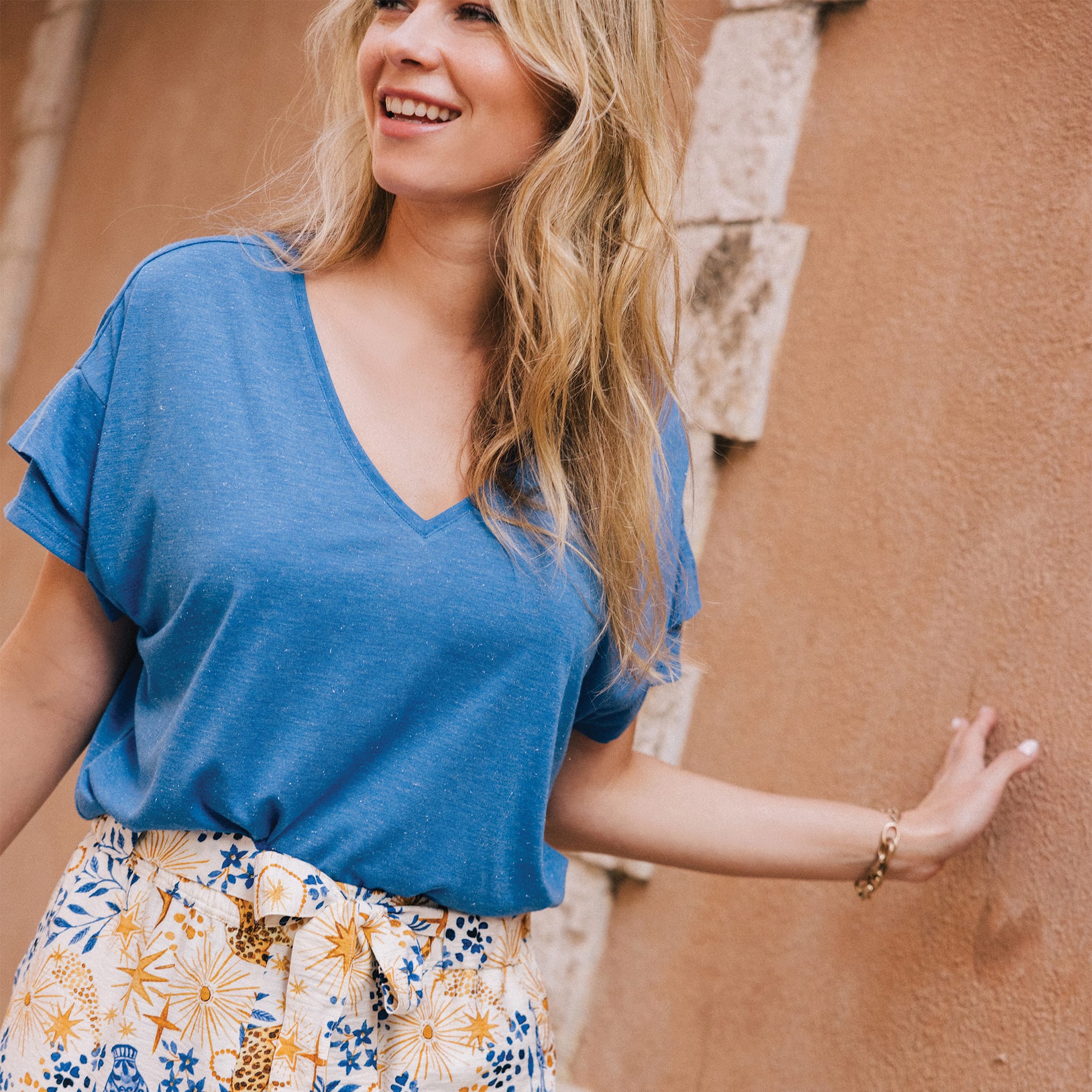 t shirt manches courtes bleu femme T-shirt manches courtes bleu femme