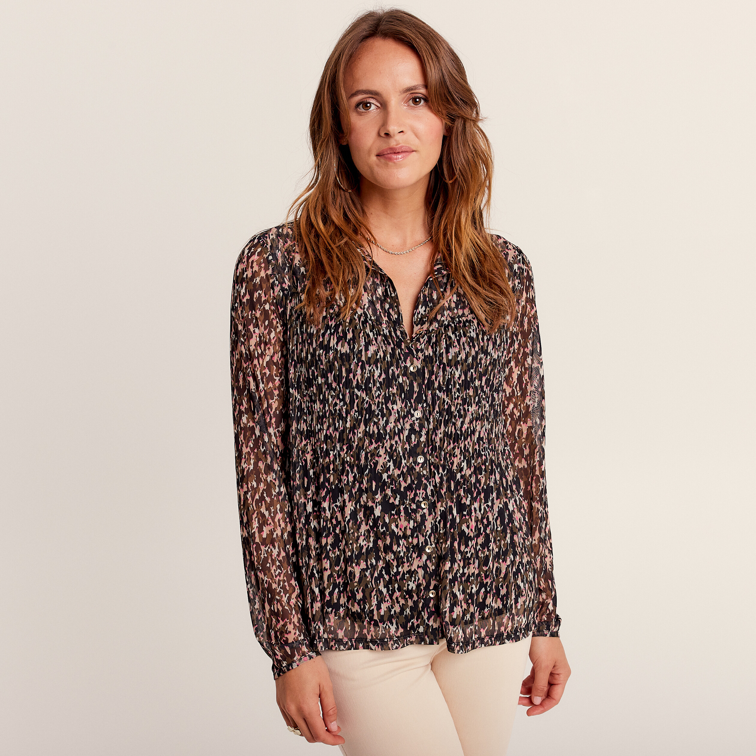 T-shirt manches longues mesh noir femme
