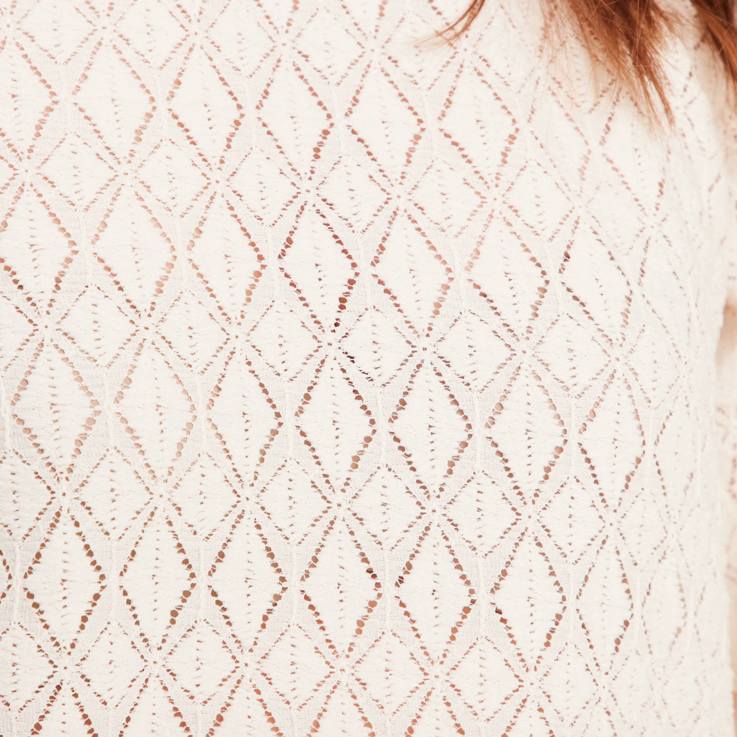 blouse manches courtes ajouree ecru femme Blouse manches courtes ajourée ecru femme