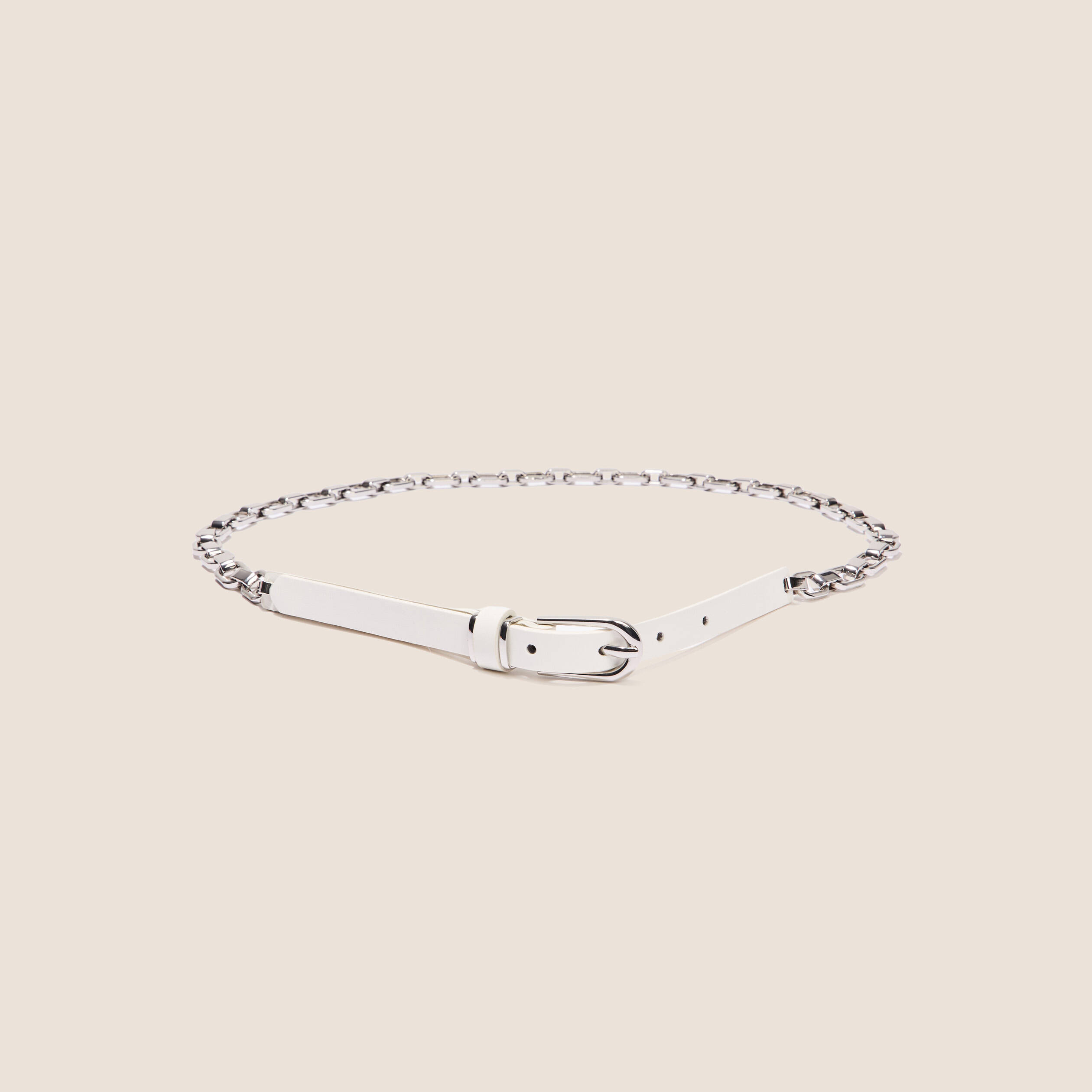 ceinture fine detail chaine ecru femme Ceinture fine détail chaîne ecru femme