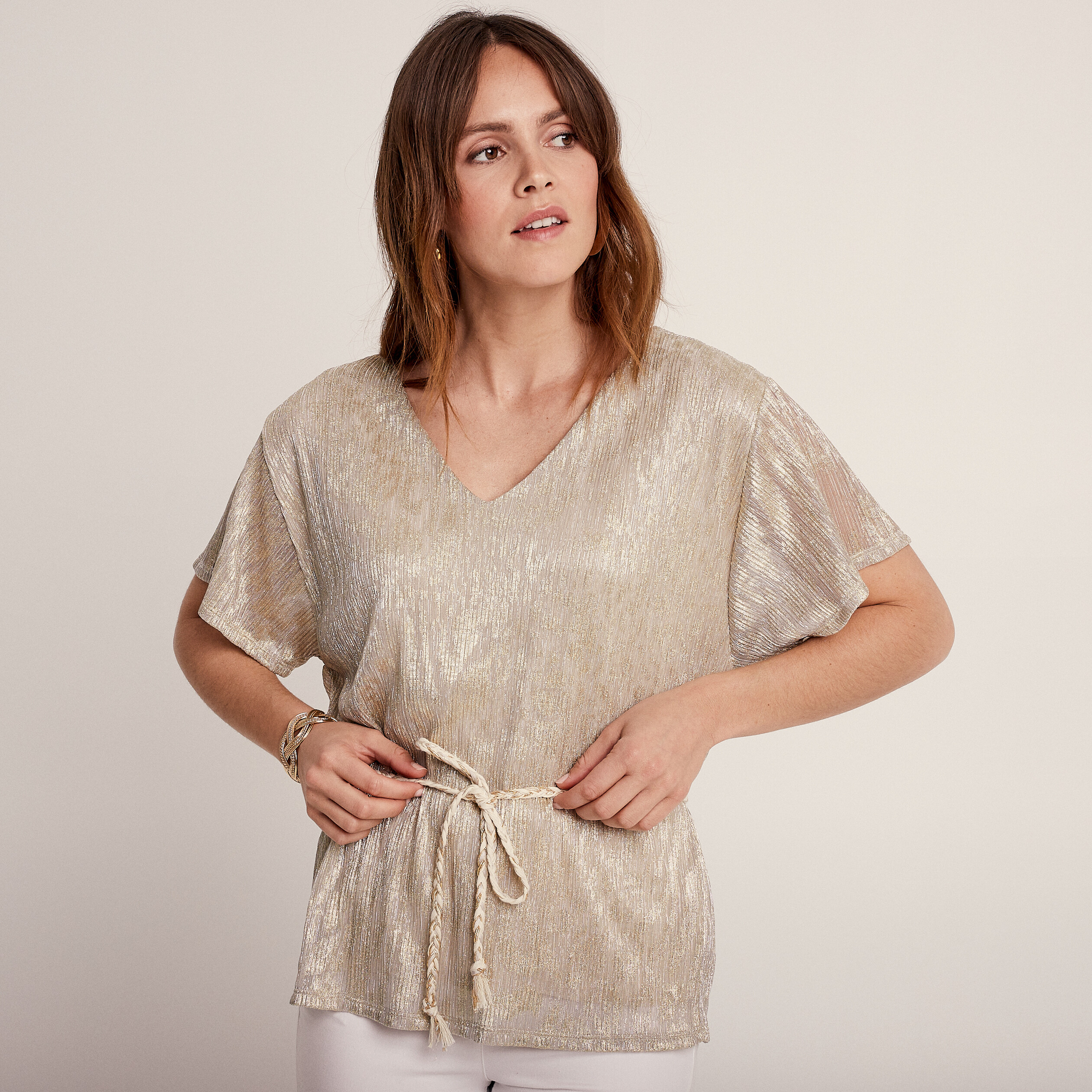 t shirt manches courtes beige femme T-shirt manches courtes beige femme