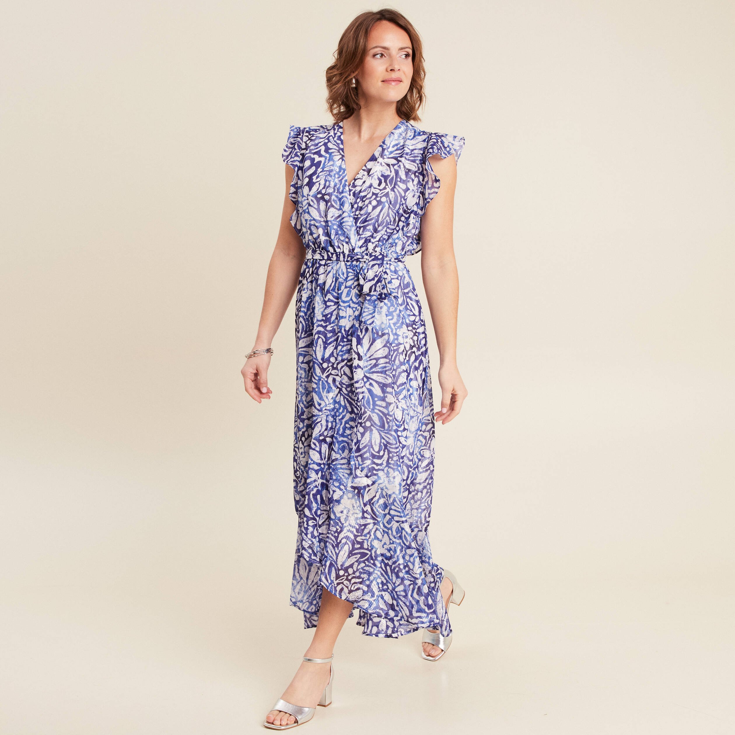 robe longue portefeuille bleu femme Robe longue portefeuille bleu femme