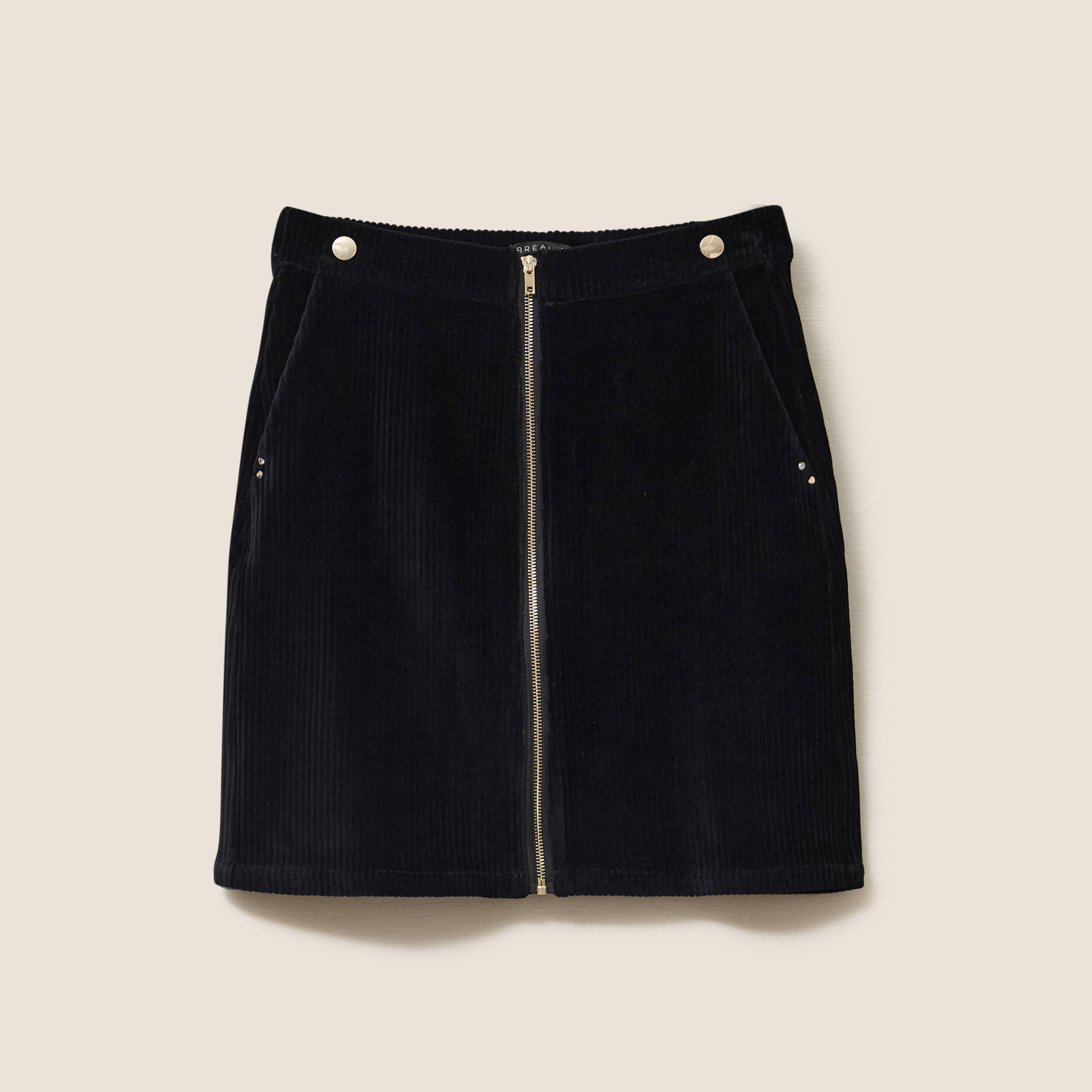 Jupe courte trapèze en velours noir femme Vibs