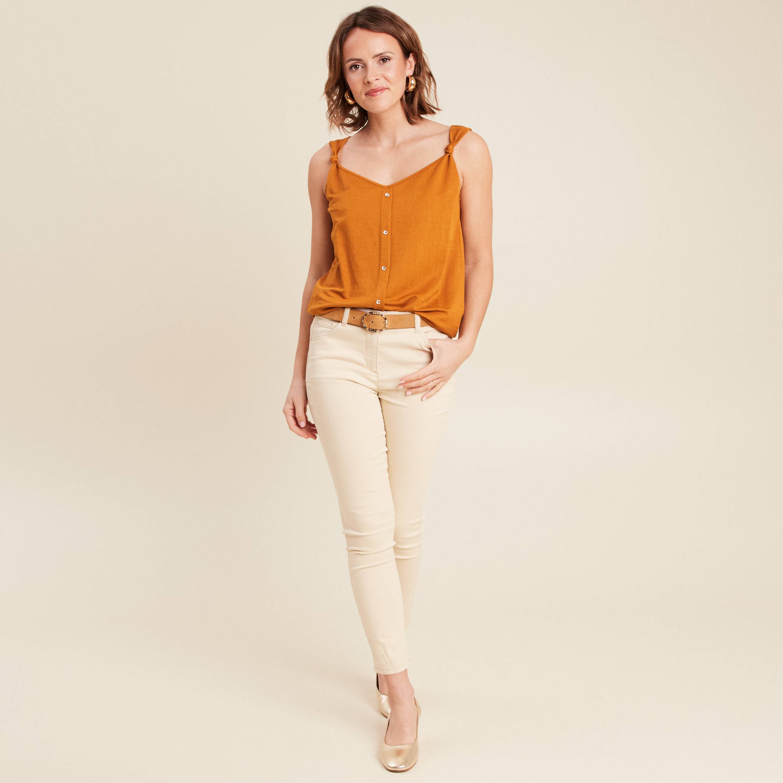 debardeur sans manches camel femme Débardeur sans manches camel femme