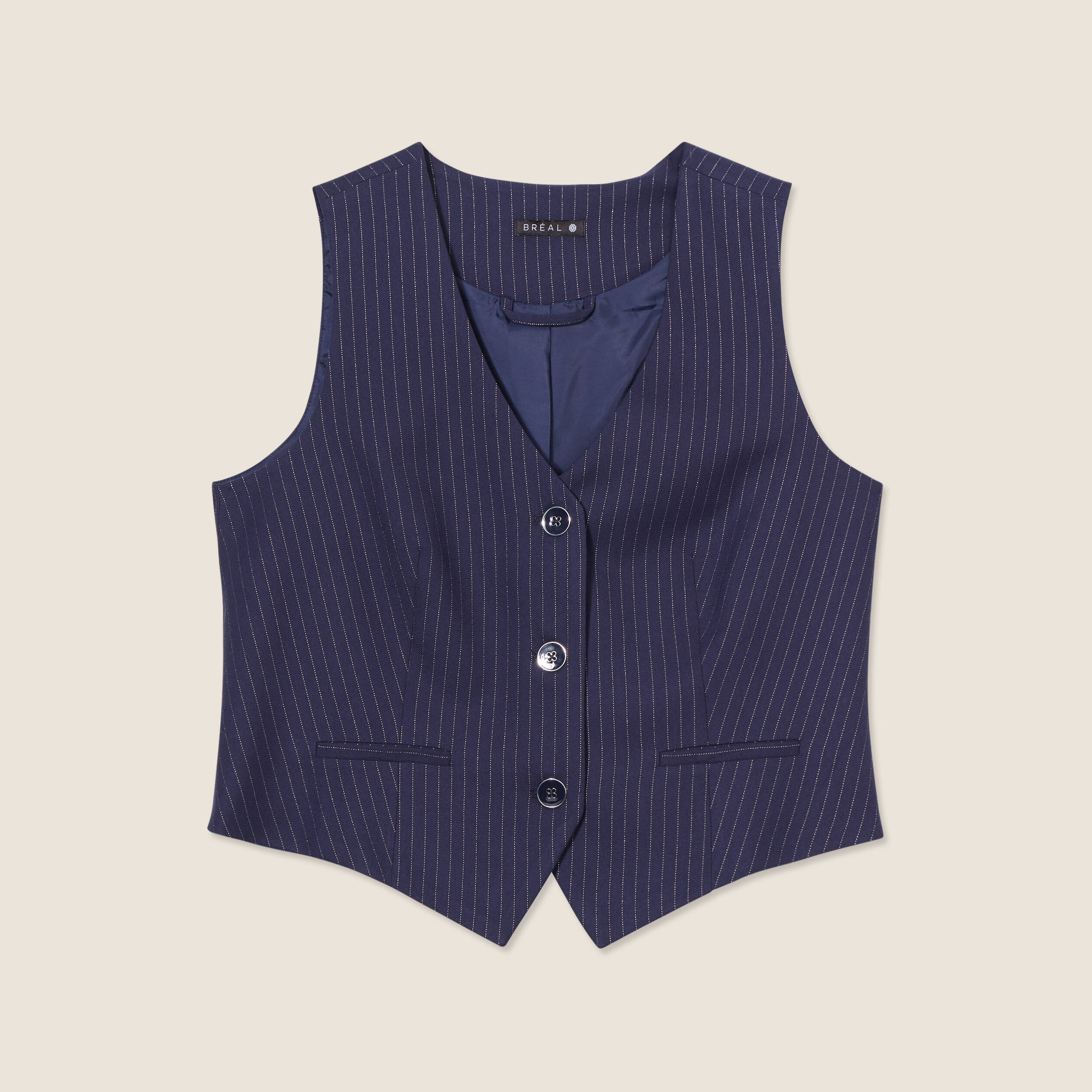 Gilet barman sans manches bleu fonc&eacute; femme