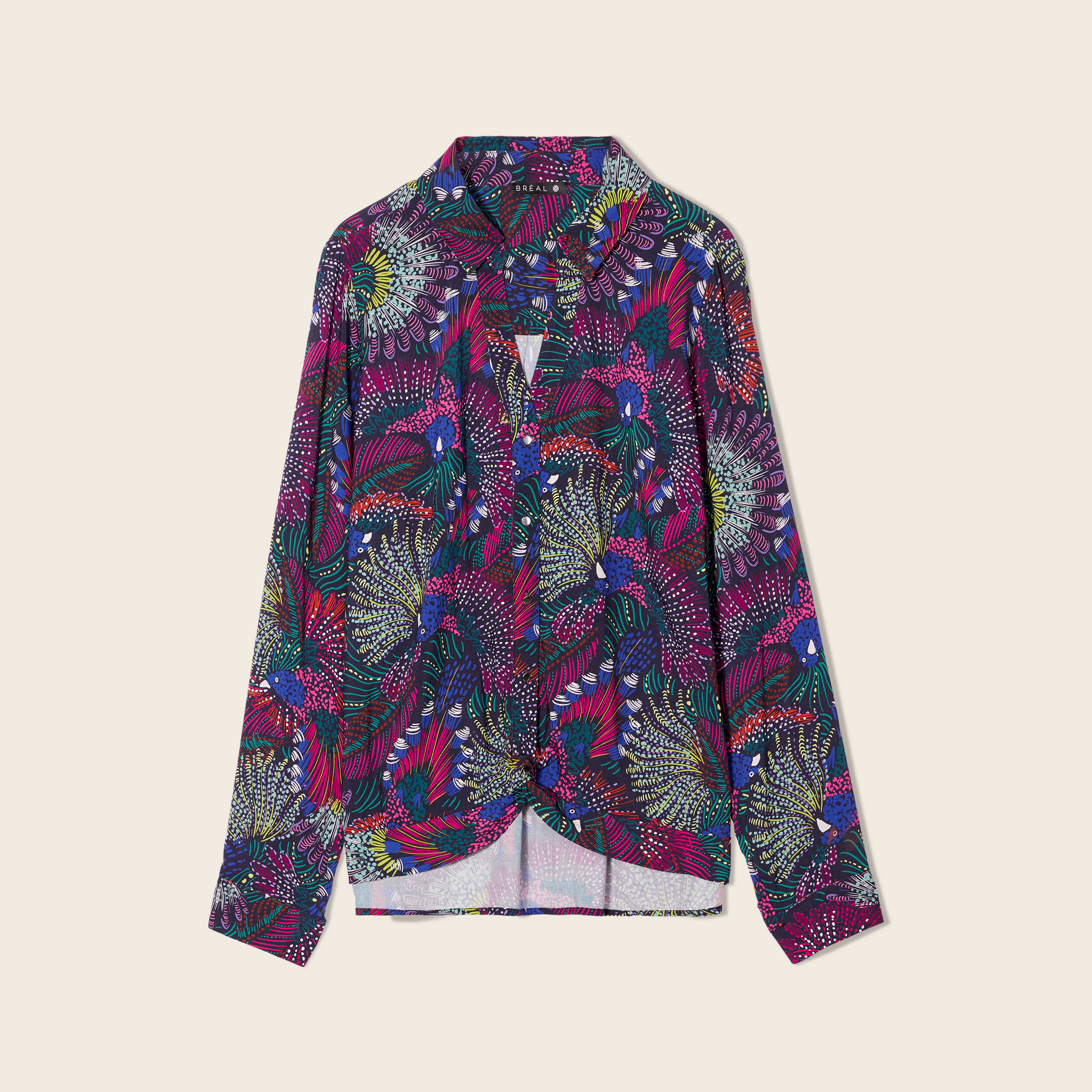 Chemise manches longues multicolore femme