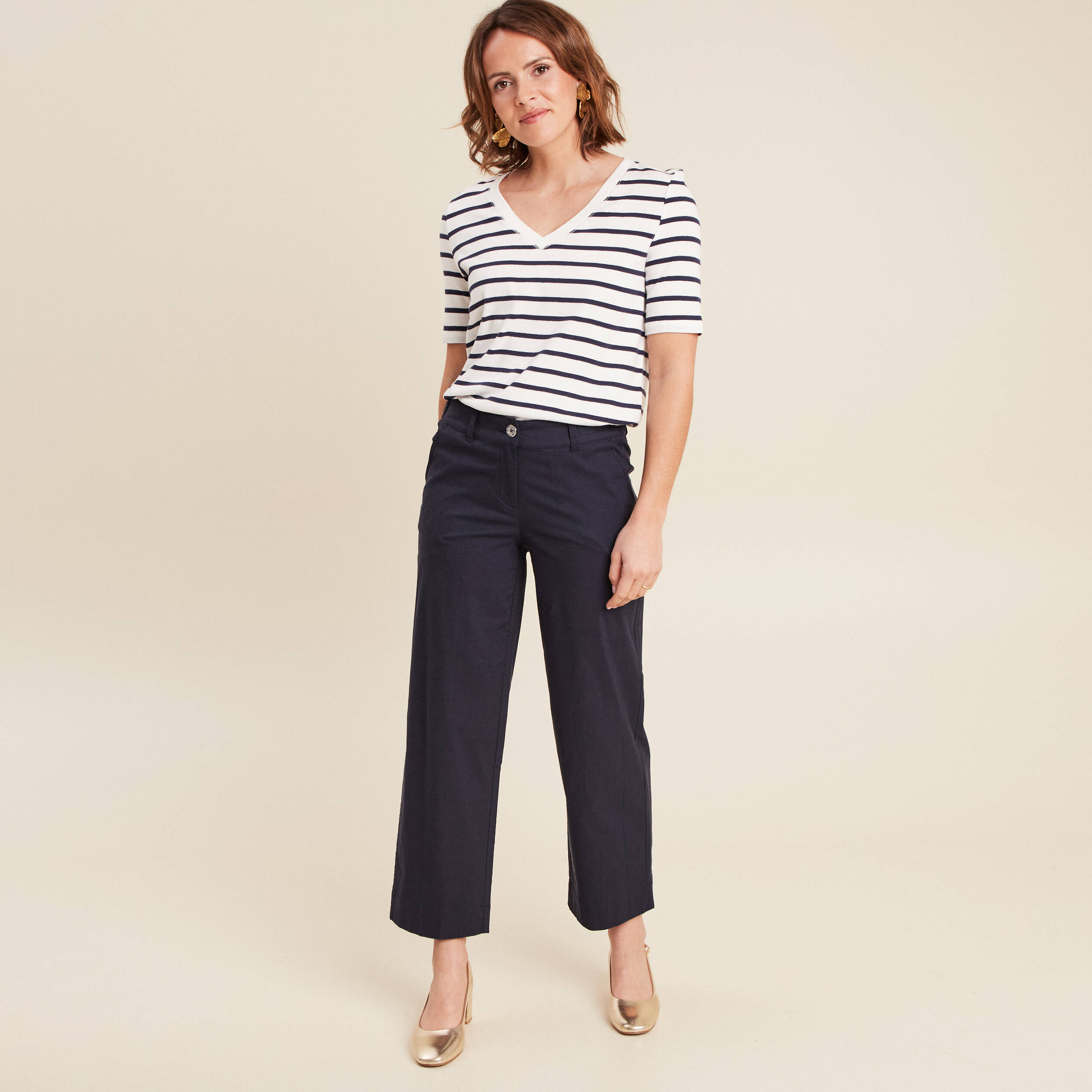 pantalon large 78eme bleu fonce femme Pantalon large 7/8ème bleu foncé femme